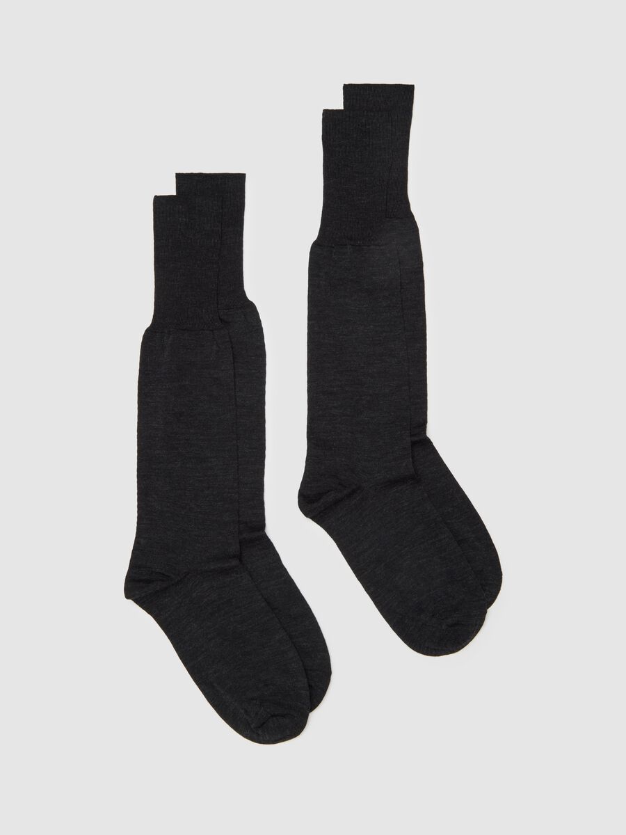 Two-pack of black long wool blend socks_0