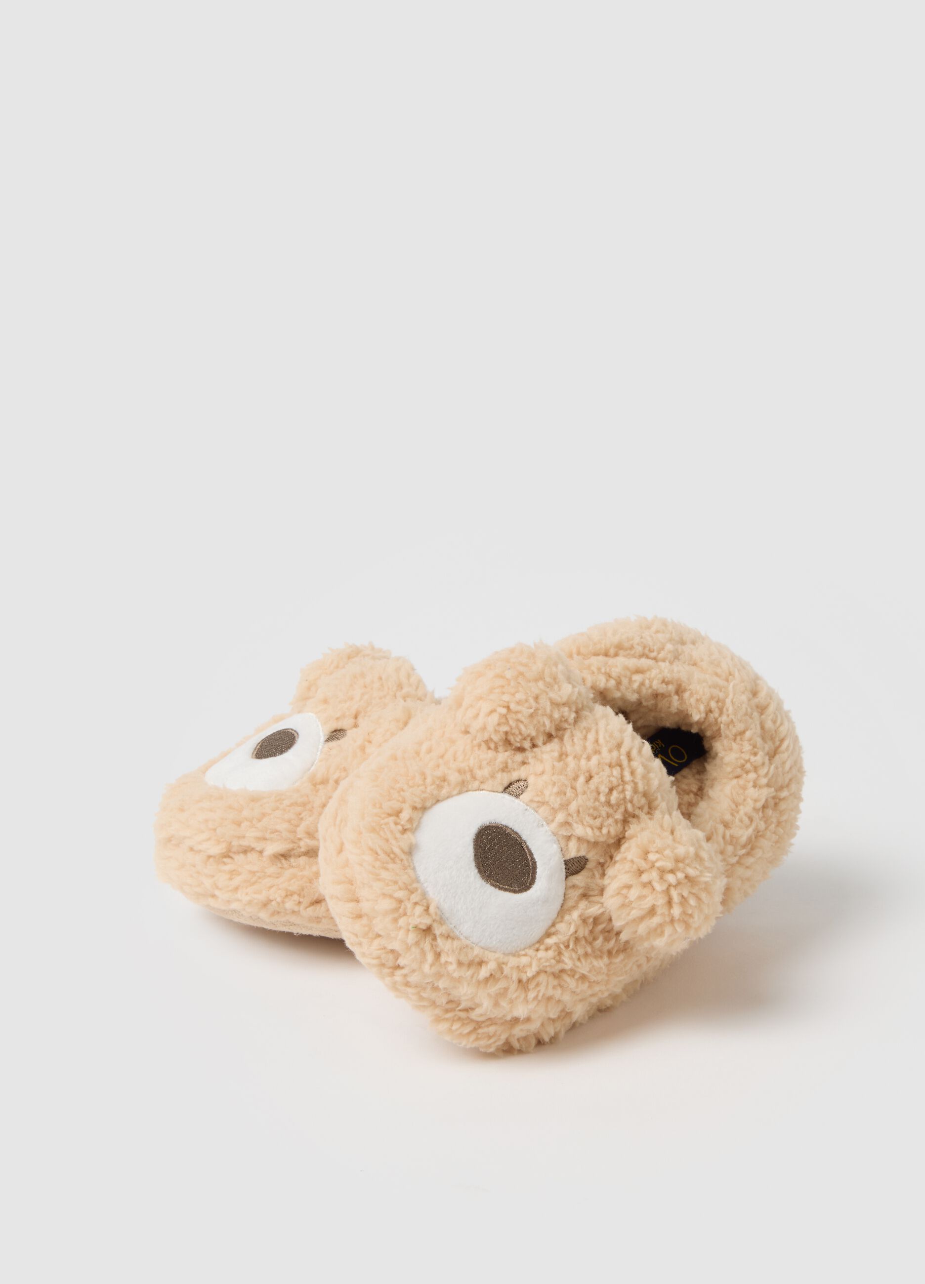 Ciabatte beige in pelliccia sintetica per bambina