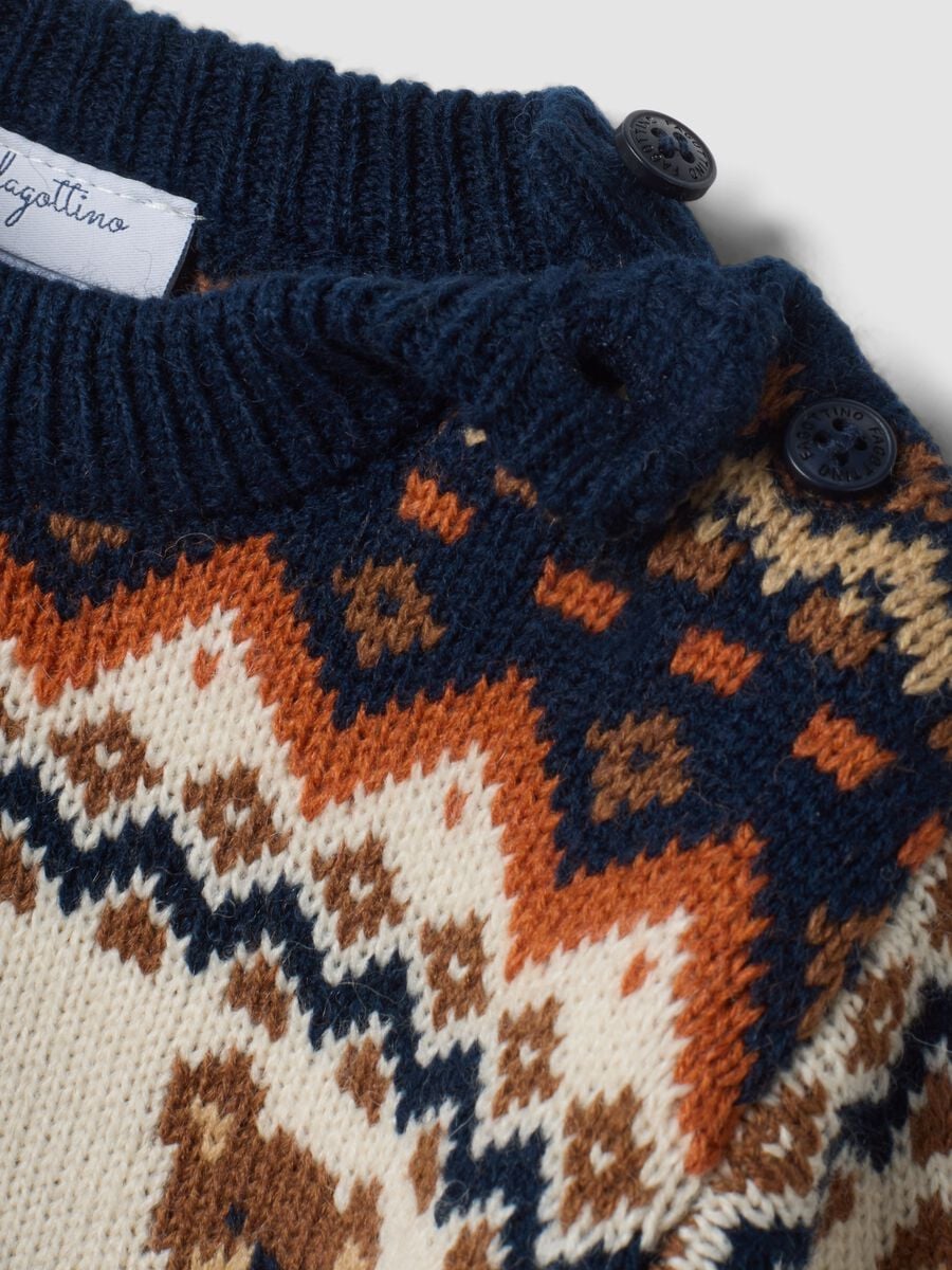 Navy and ivory jacquard wool-blend crew-neck jumper_3