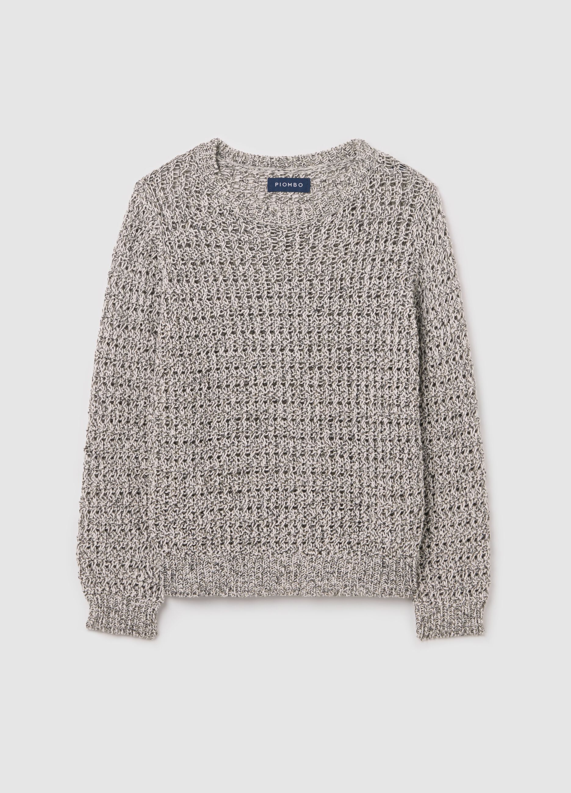 Mélange openwork pullover