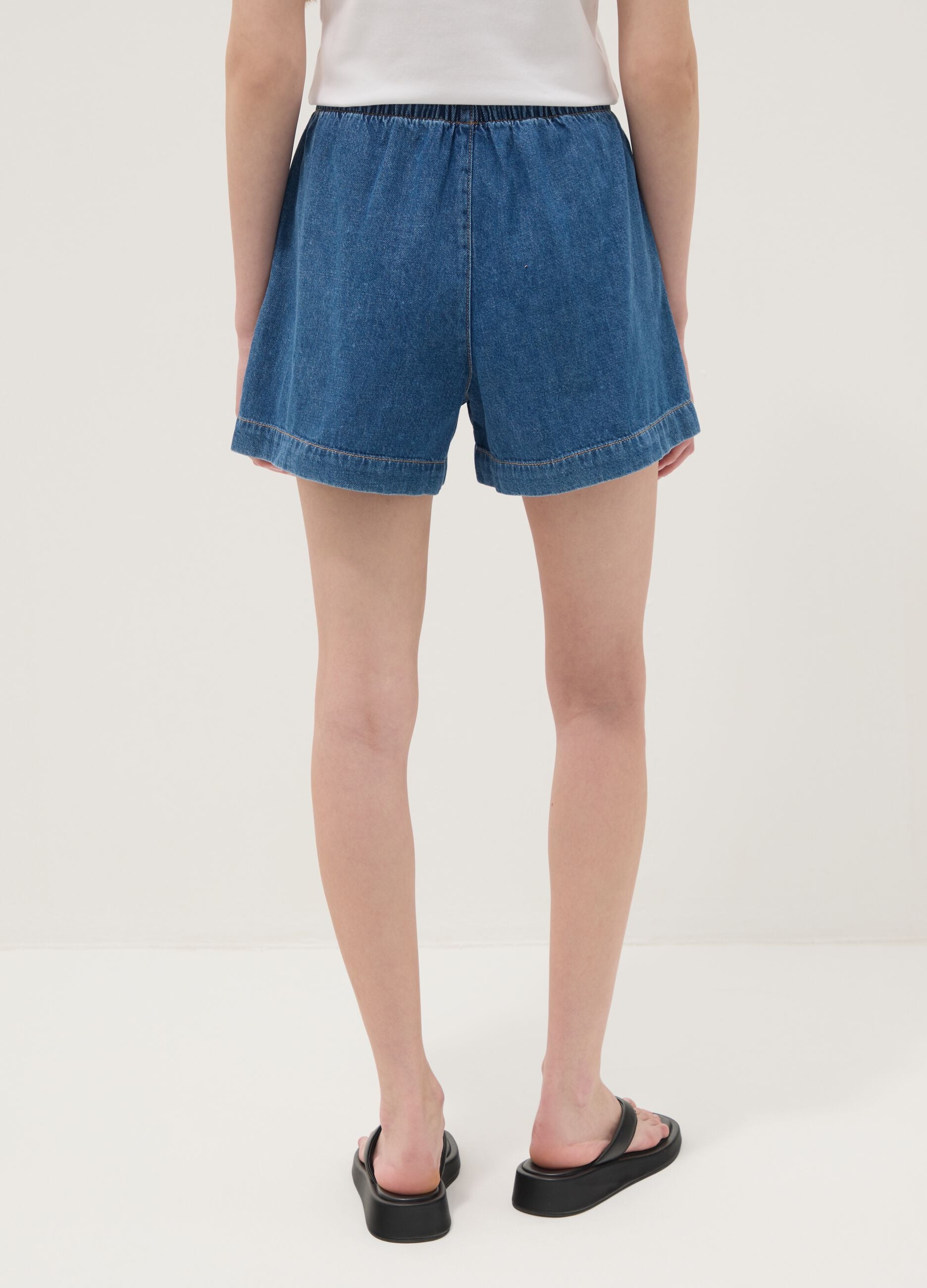 Blue pure cotton denim shorts