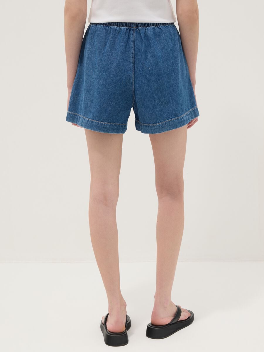Blue pure cotton denim shorts_2
