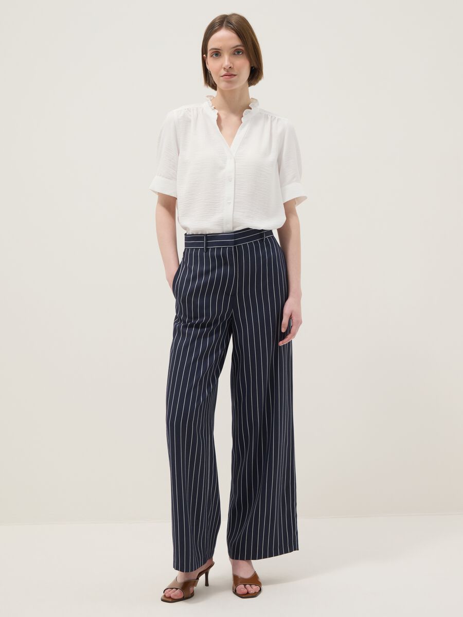 Camicia a maniche corte in puro cotone bianca regular fit_1