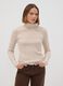 Maglia beige in misto viscosa a coste con girocollo_0