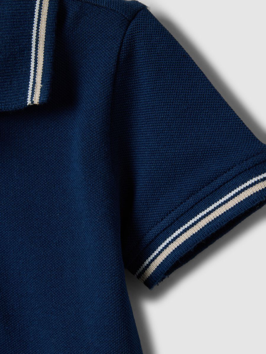 Kid's regular fit blue short sleeve pure cotton polo shirt_3