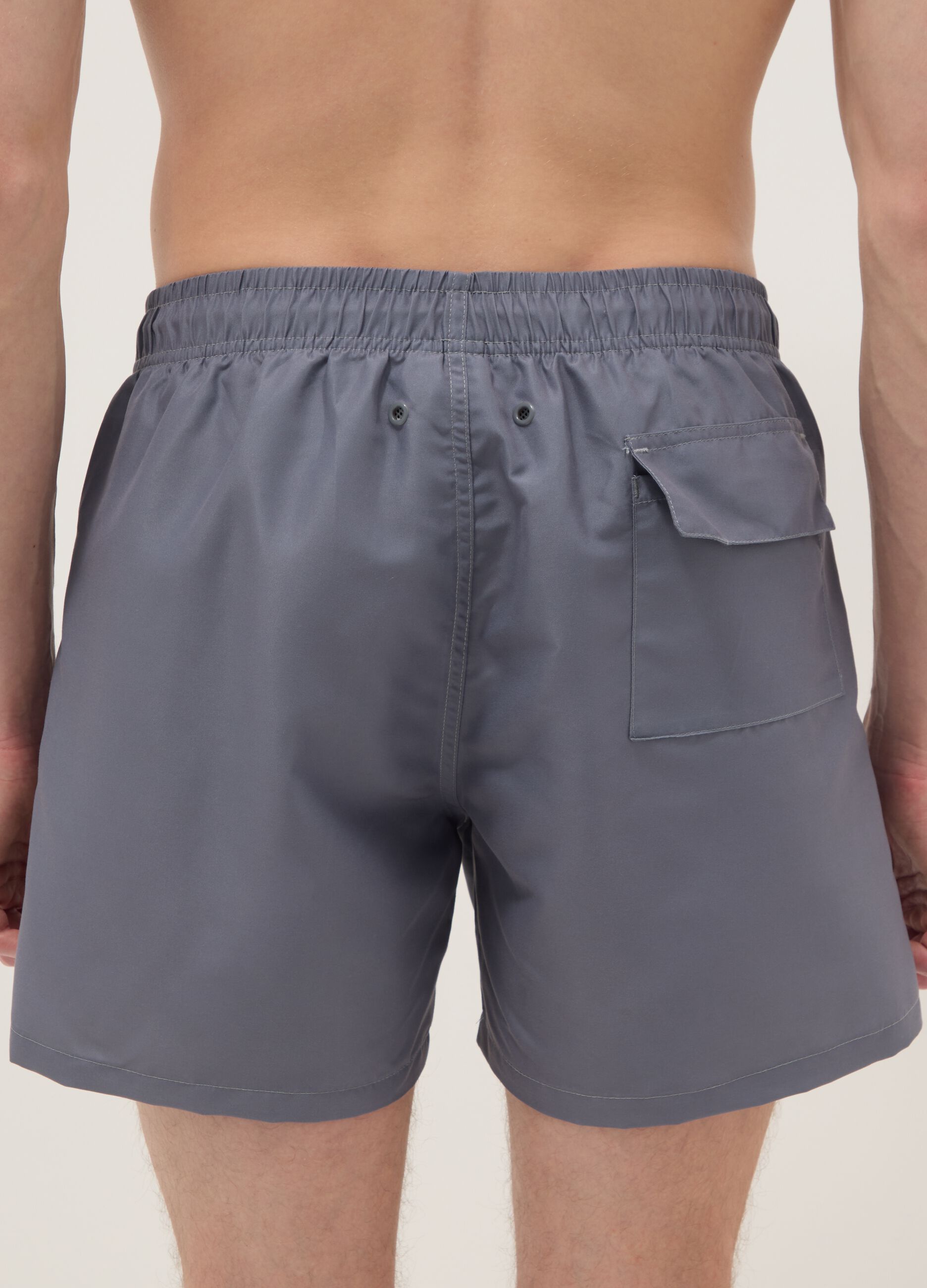 Grey Swim Boxer Shorts with One Piece Print