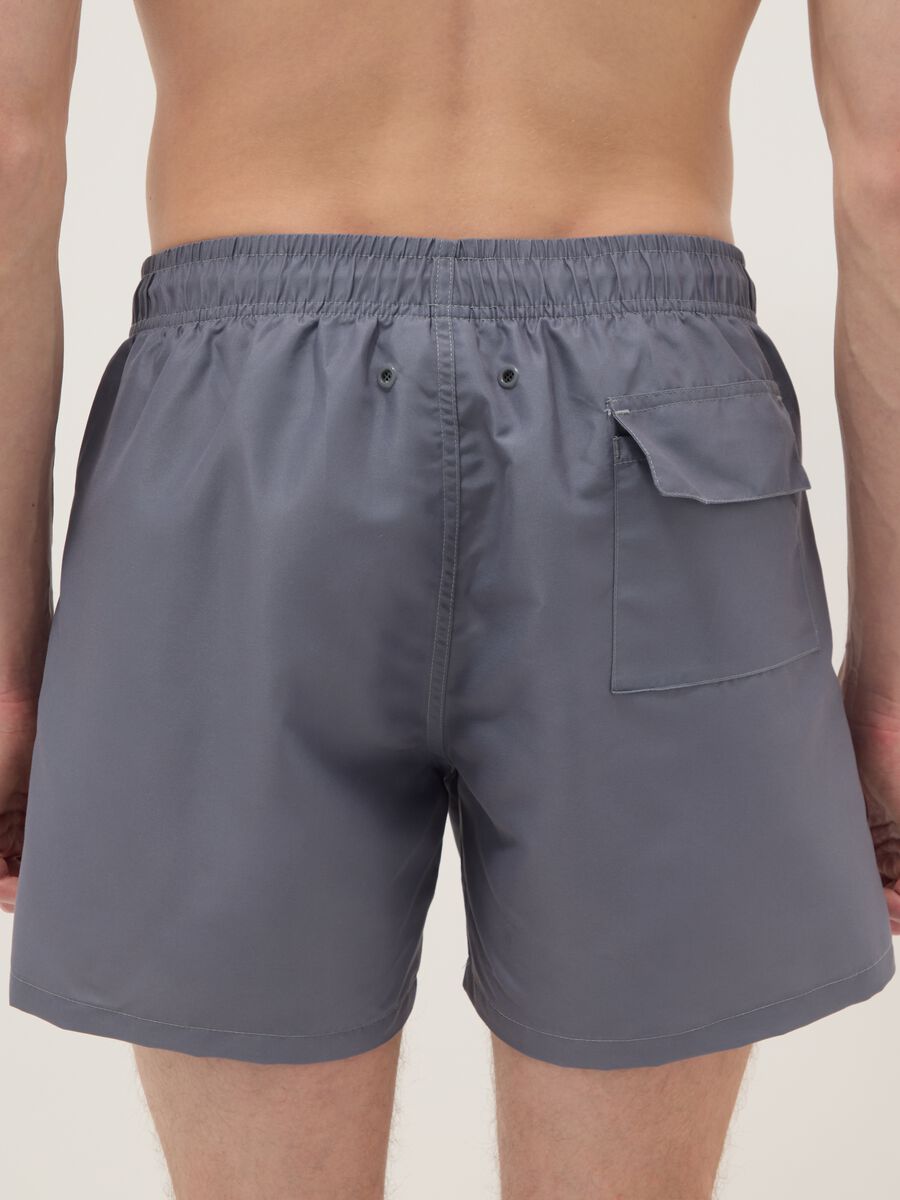 Grey Swim Boxer Shorts with One Piece Print_2