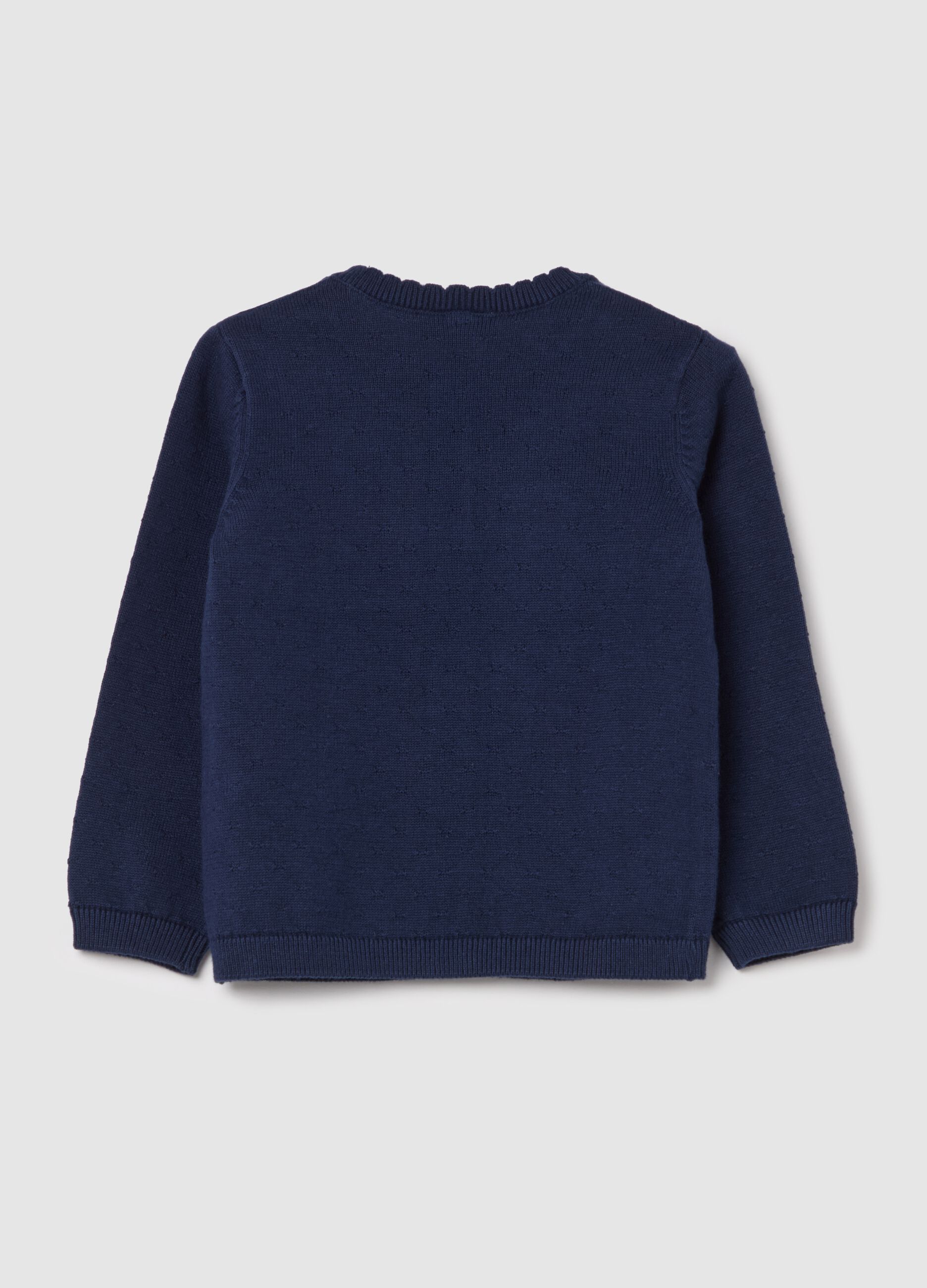 Cotton cardigan with scalloped neck