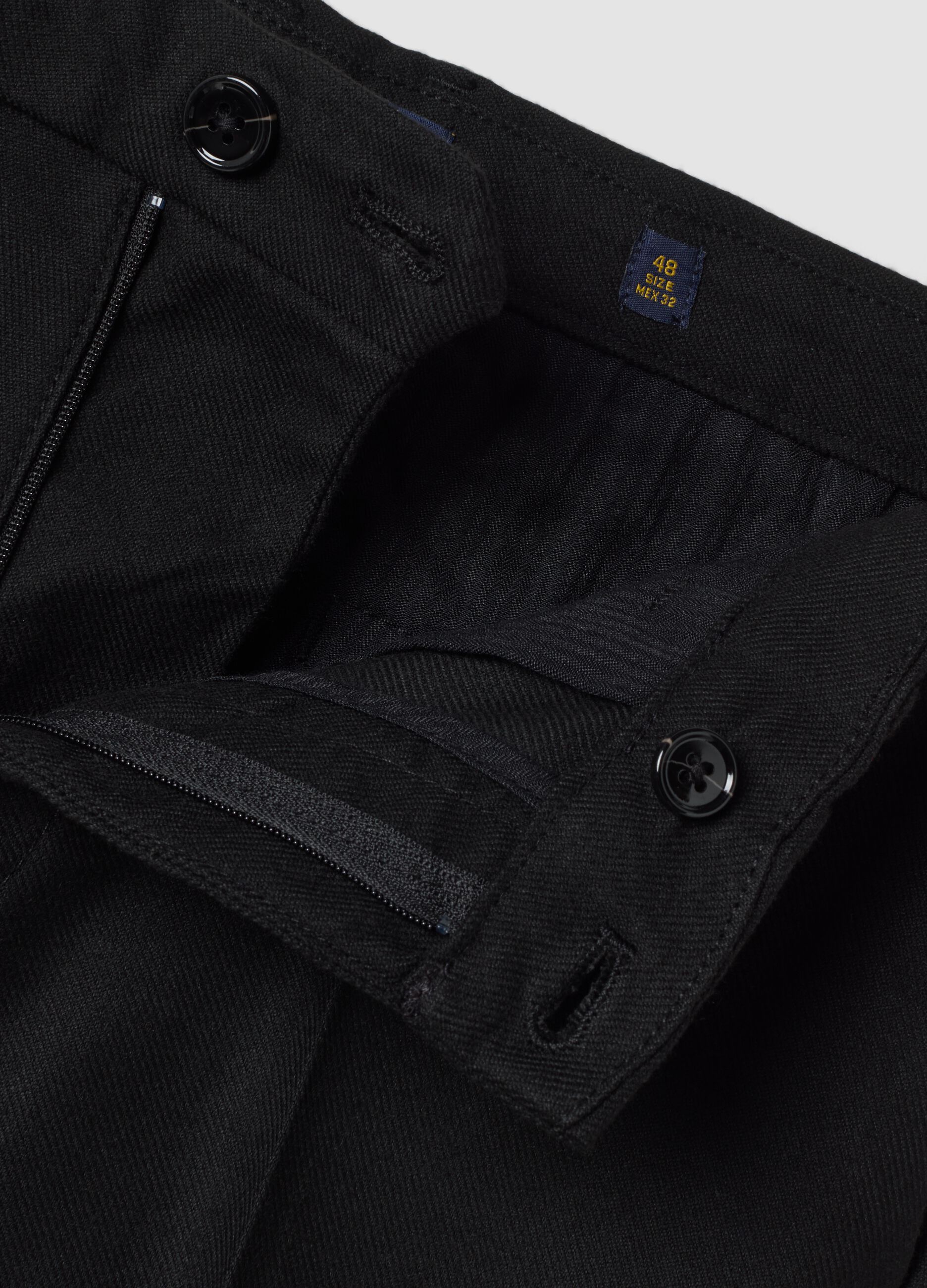 Black slim-fit stretch viscose chino trousers