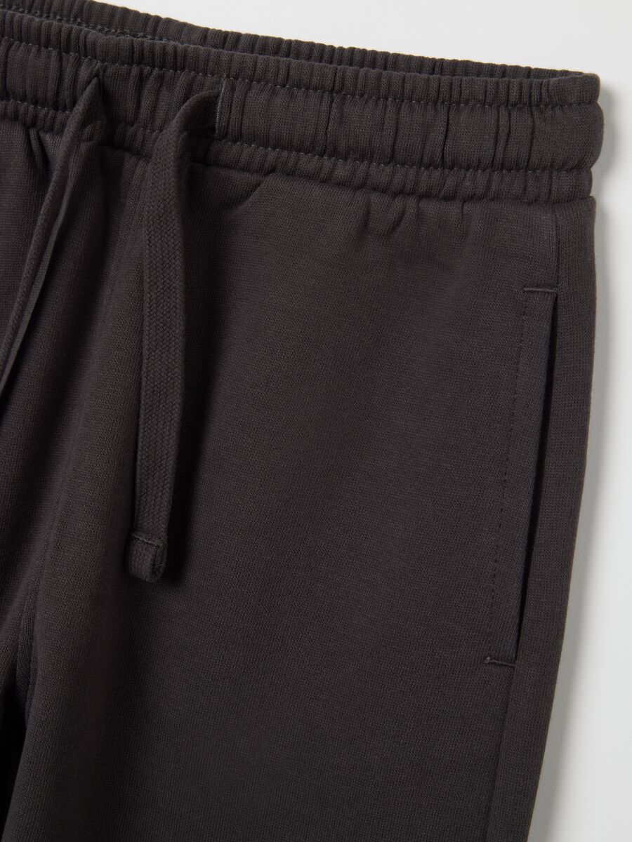Jogger da bambino in puro cotone neri regular fit_2