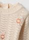 Beige pure cotton perforated jumper for girls, regular fit with embroidery_2
