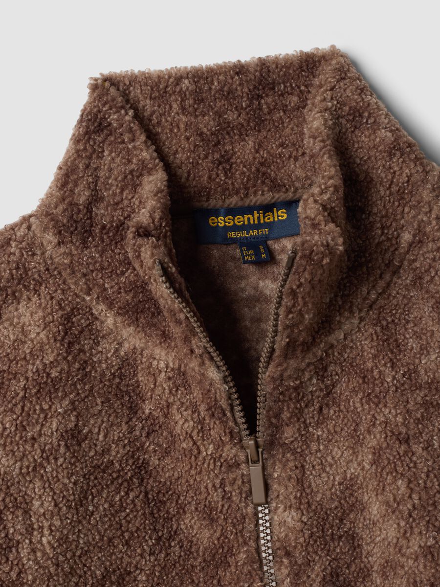 Brown crew-neck zip sweatshirt, regular fit_2