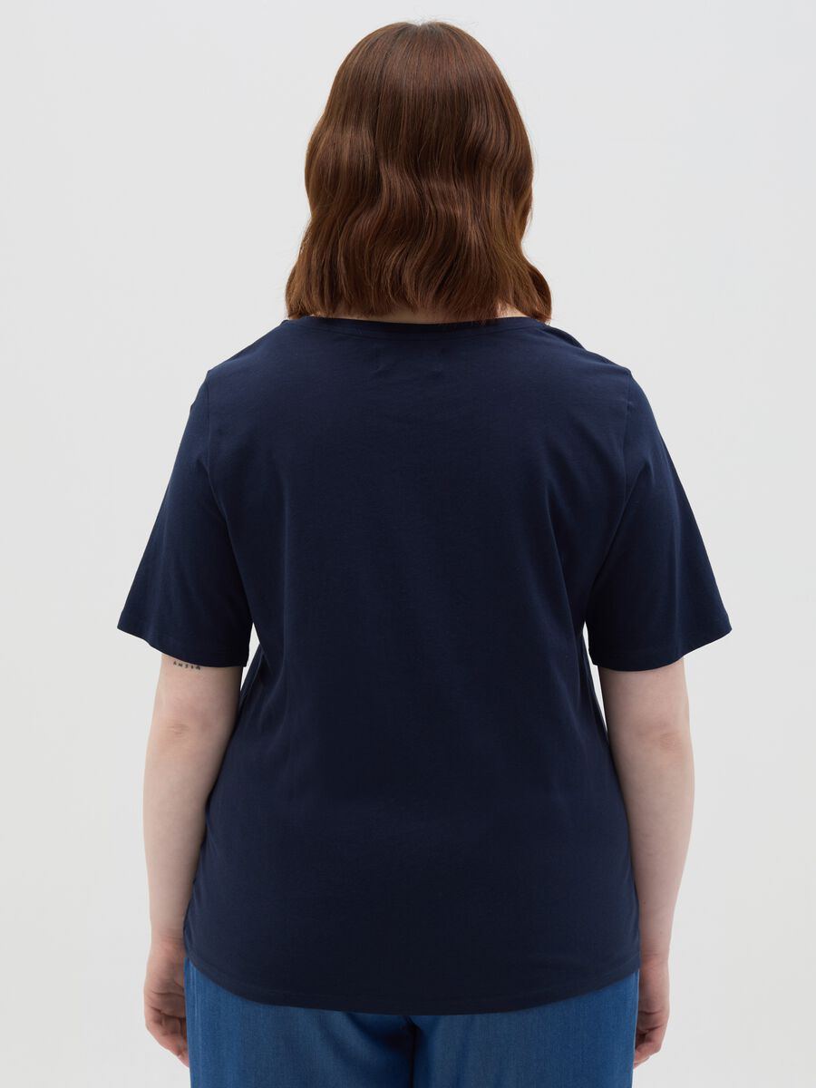 Curvy blue T-shirt with "Amalfi Coast" print in cotton_2