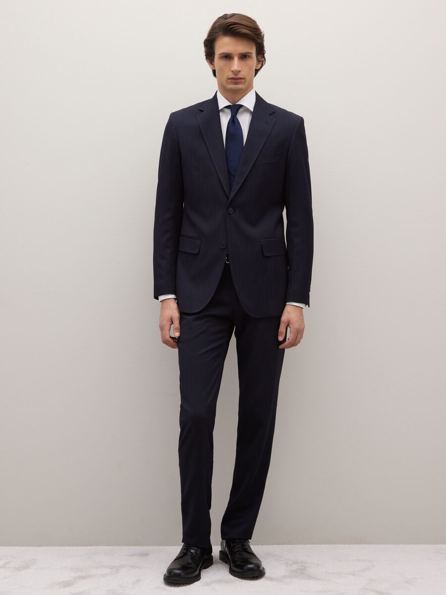 Blue slim trousers in stretch fabric_0