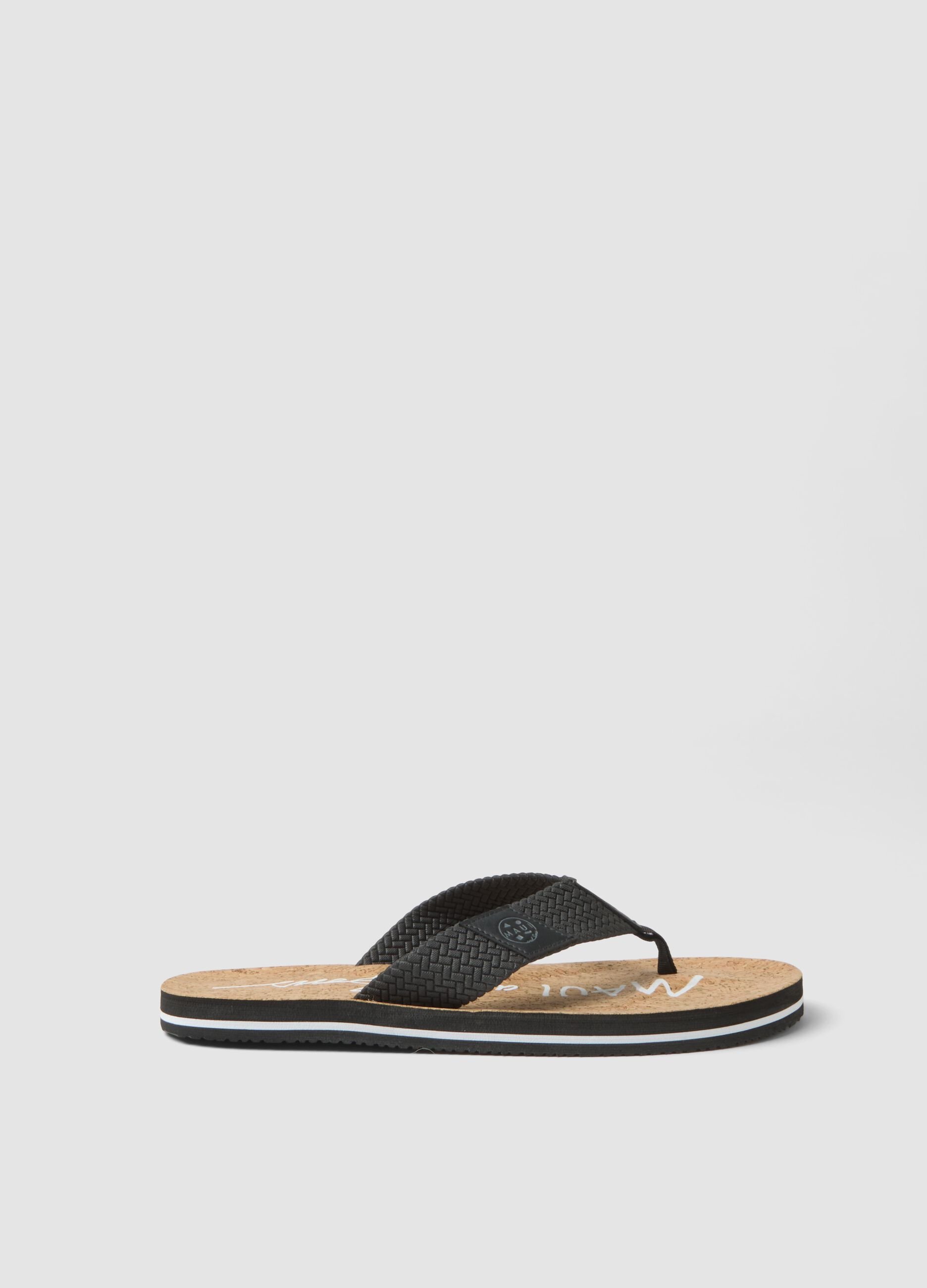 Multicolour flip-flops with cork sole