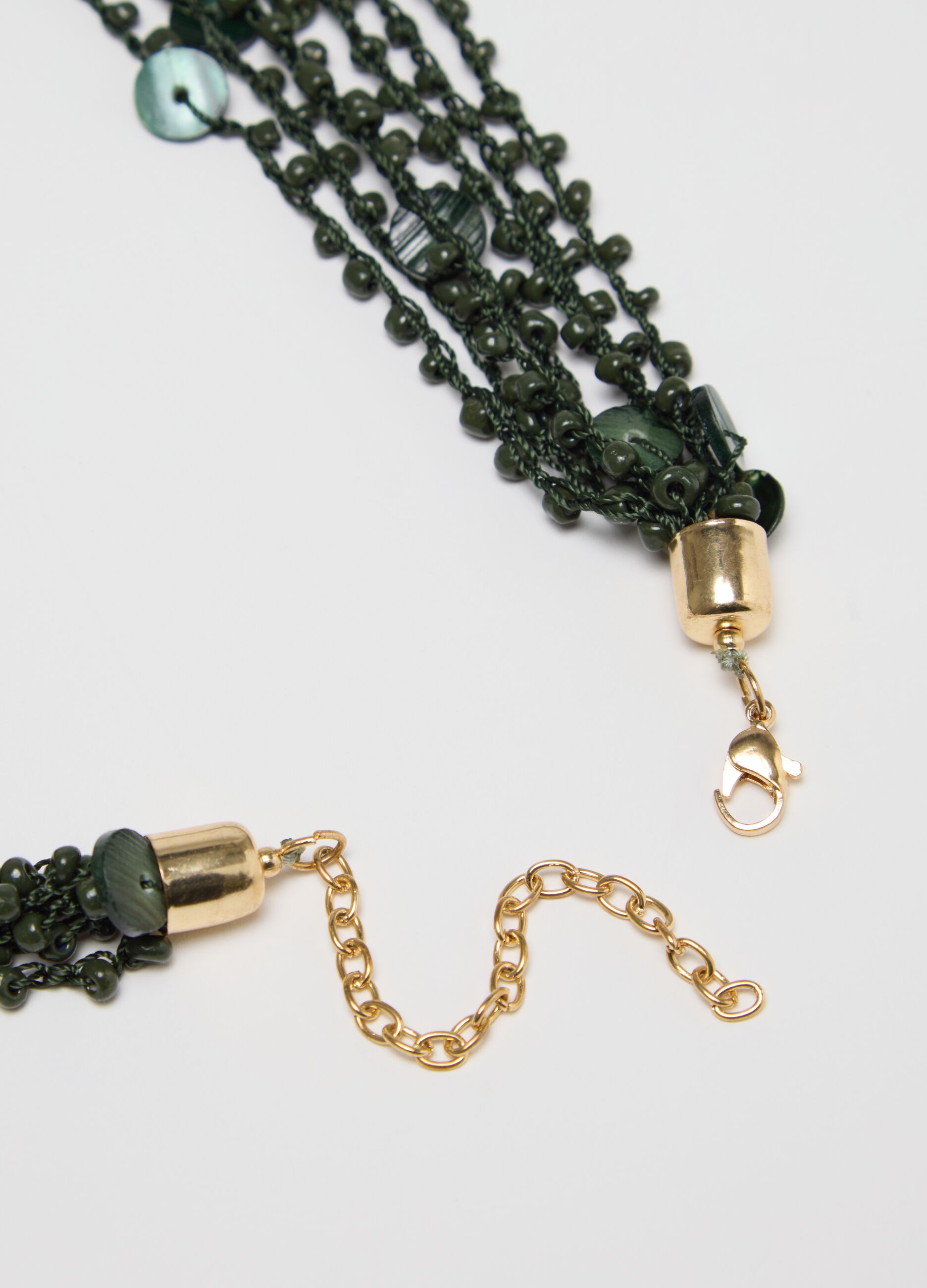 Collana crochet verde con tondini