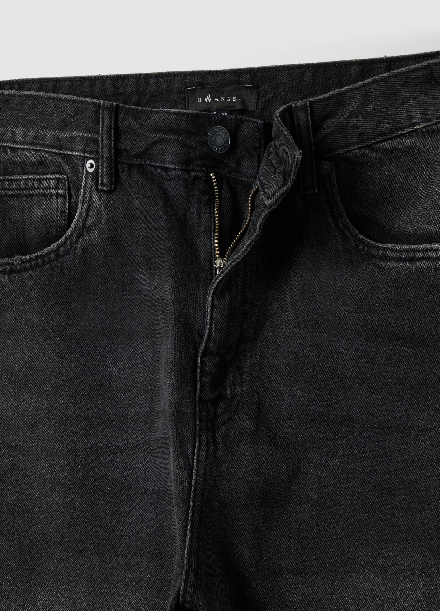 Pure Cotton Black Denim Bermuda Shorts Skater Fit