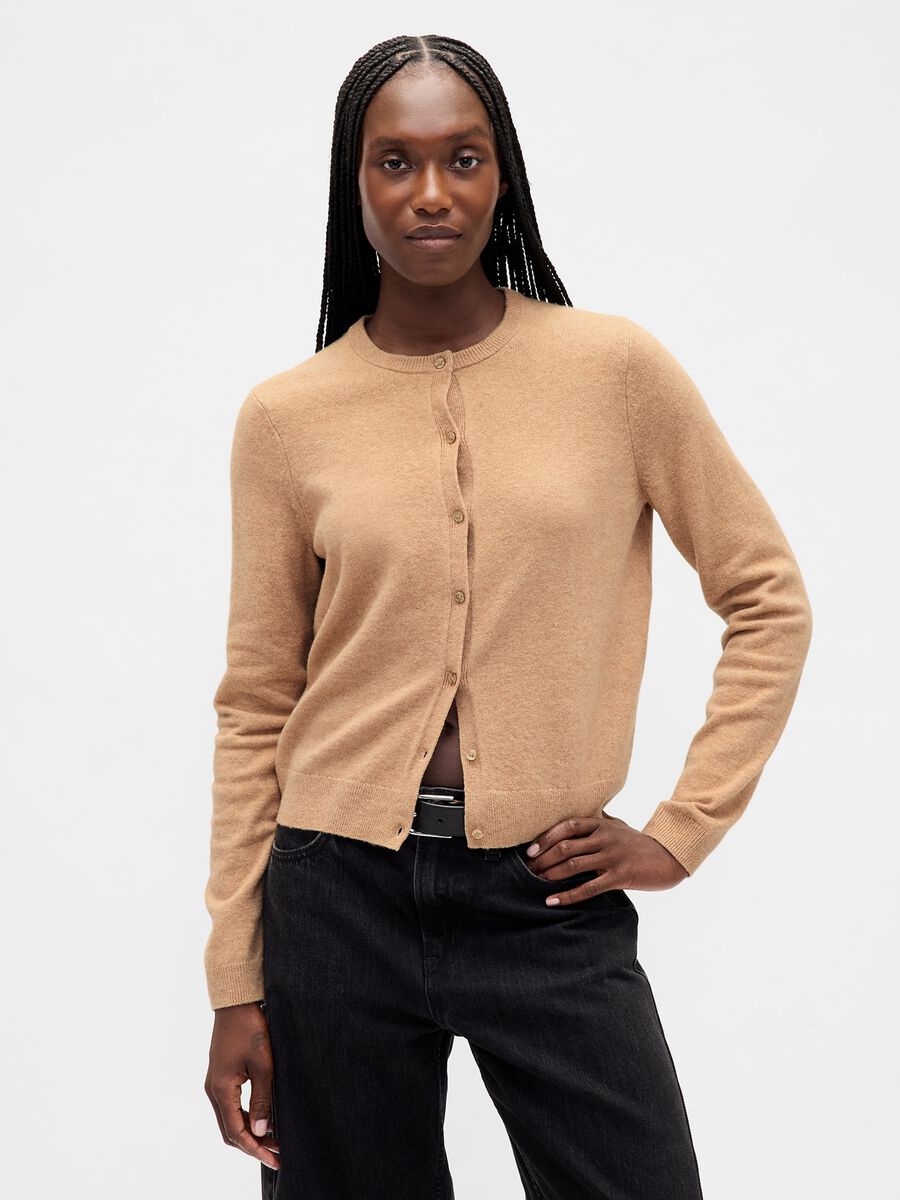 Beige cotton blend cardigan_0