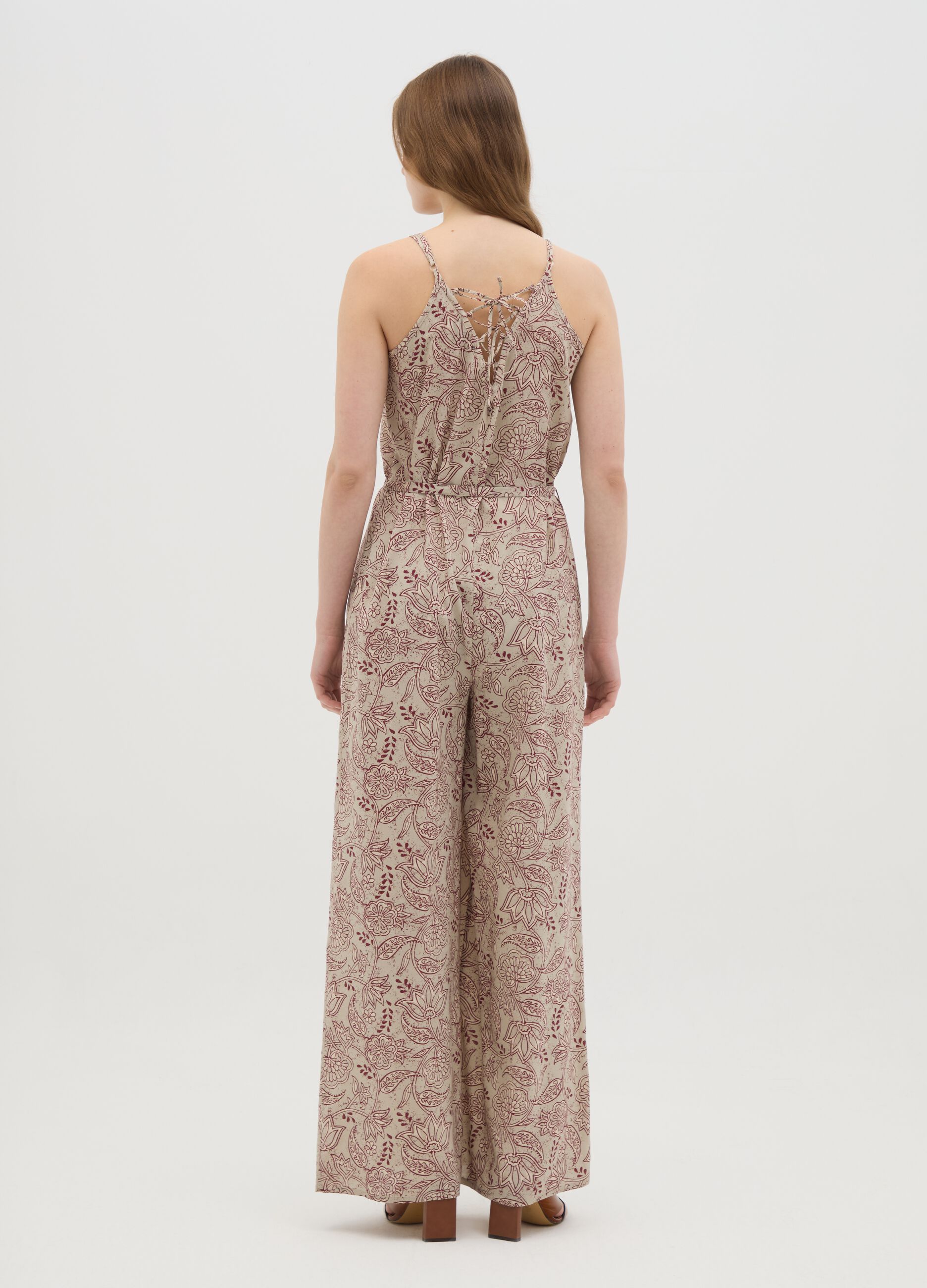 Women's jumpsuit in pure viscose multicolor wide fit