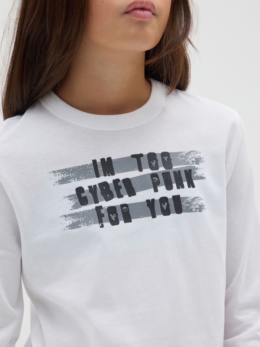 Maglia da ragazza in puro cotone bianca regular fit_2