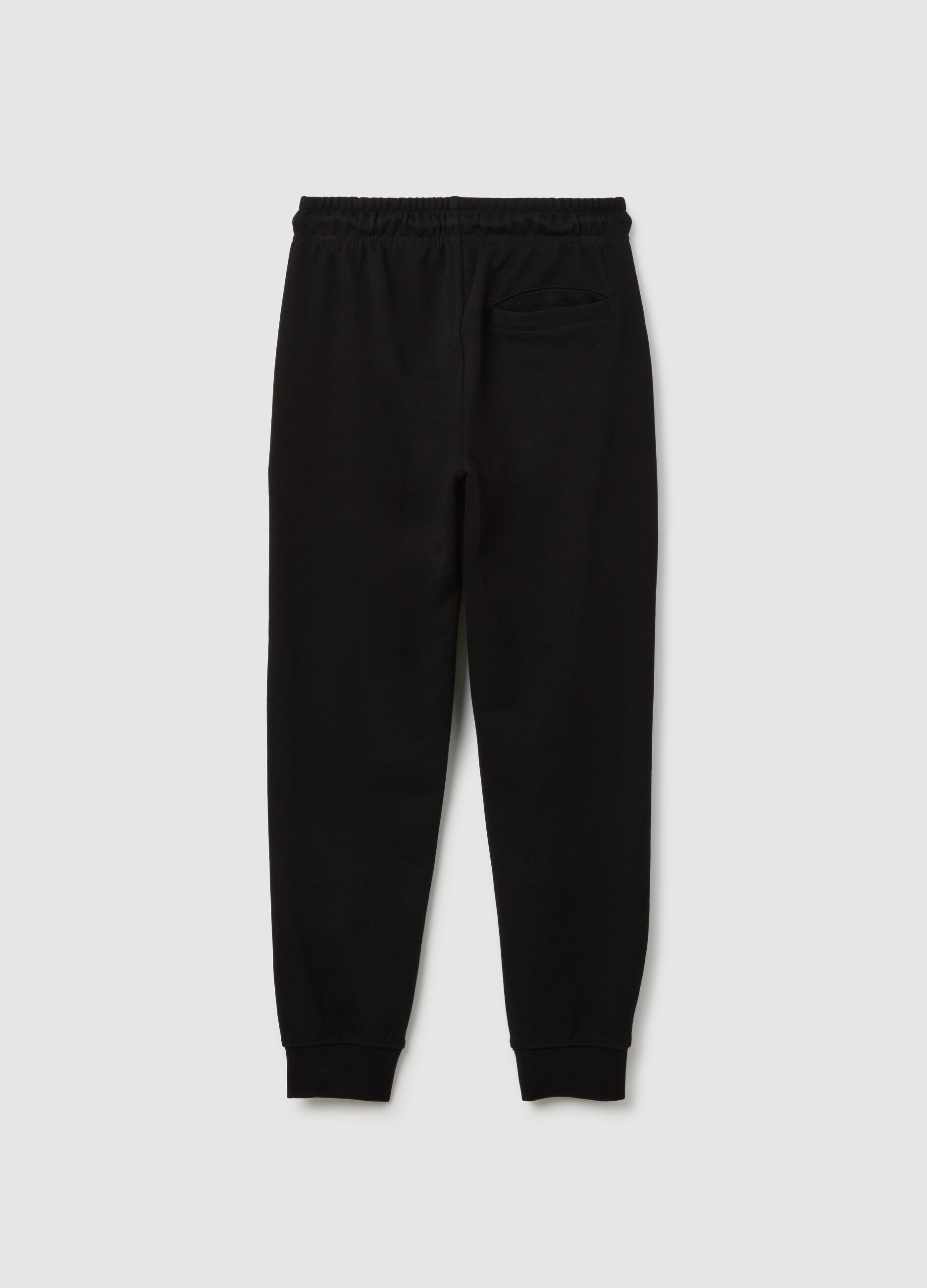 Boys' black pure cotton regular fit jogger trousers