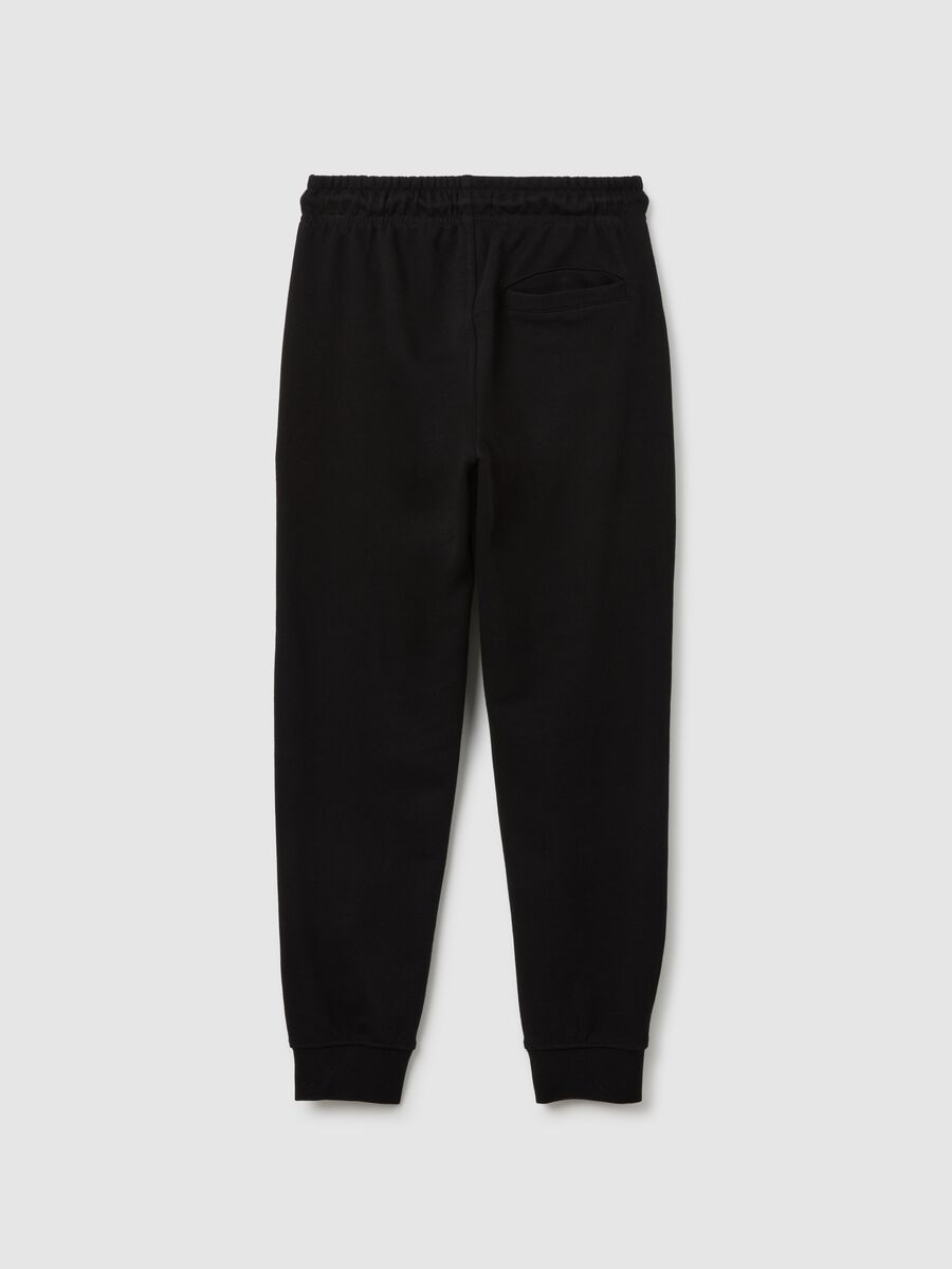 Boys' black pure cotton regular fit jogger trousers_1