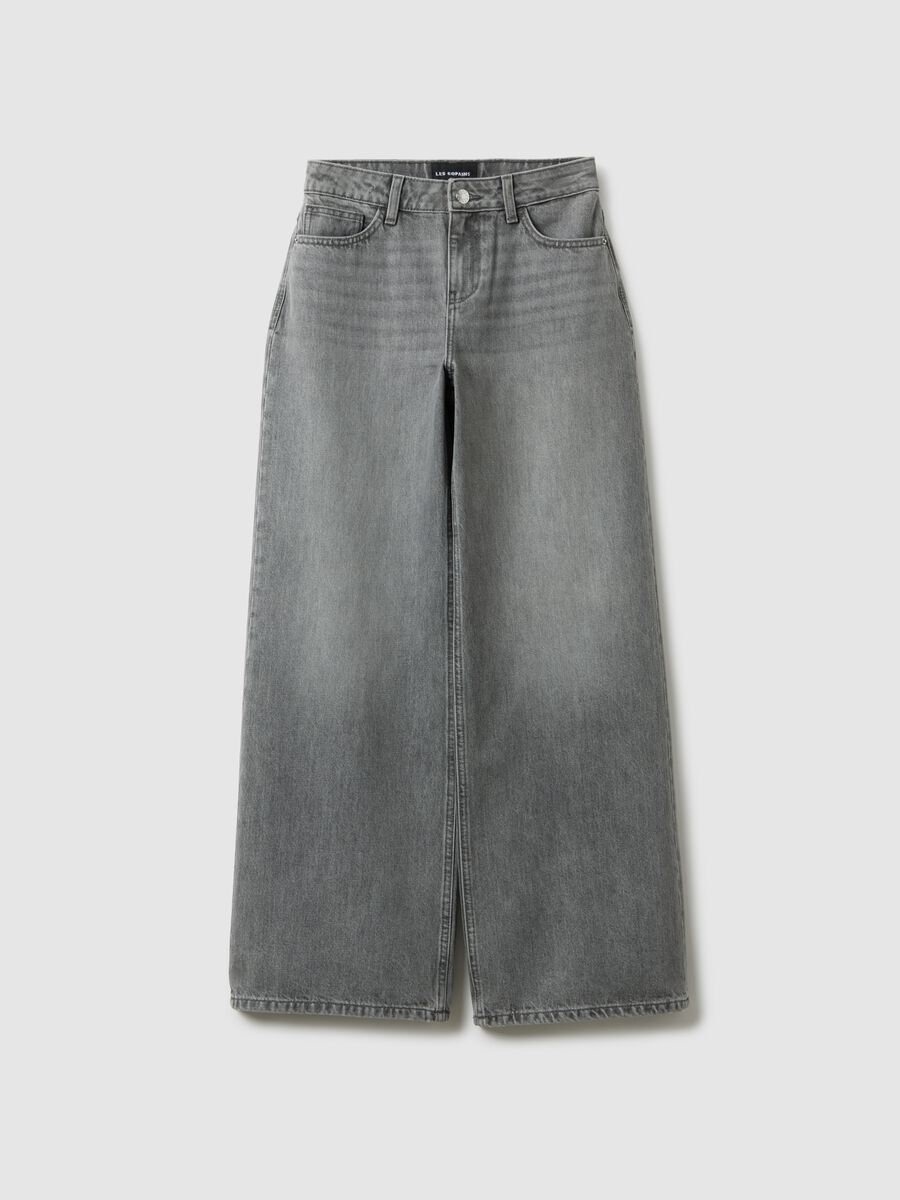 Grey Wide Leg Pure Cotton Jeans_4