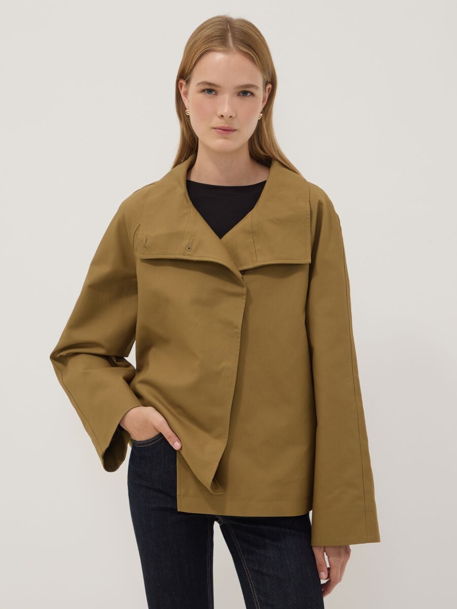 Giacca verde in puro cotone con bottoni regular fit_1