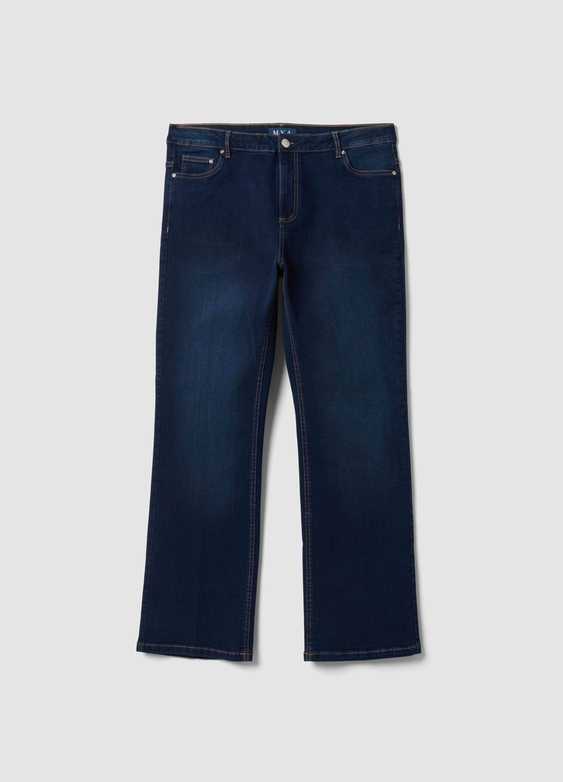 Jeans denim blu in cotone elasticizzato bootcut