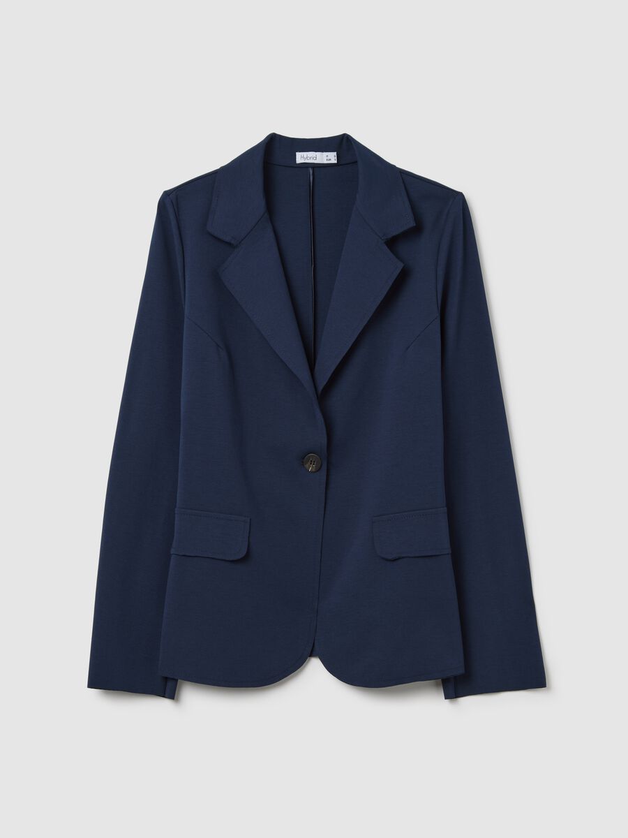 Blue stretch single-breasted blazer_4