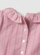 Multicoloured check cotton bodysuit for baby girls with ruffle collar_3