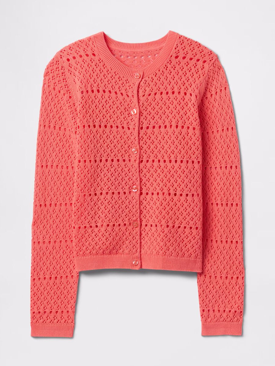 Pink cardigan with openwork design_3