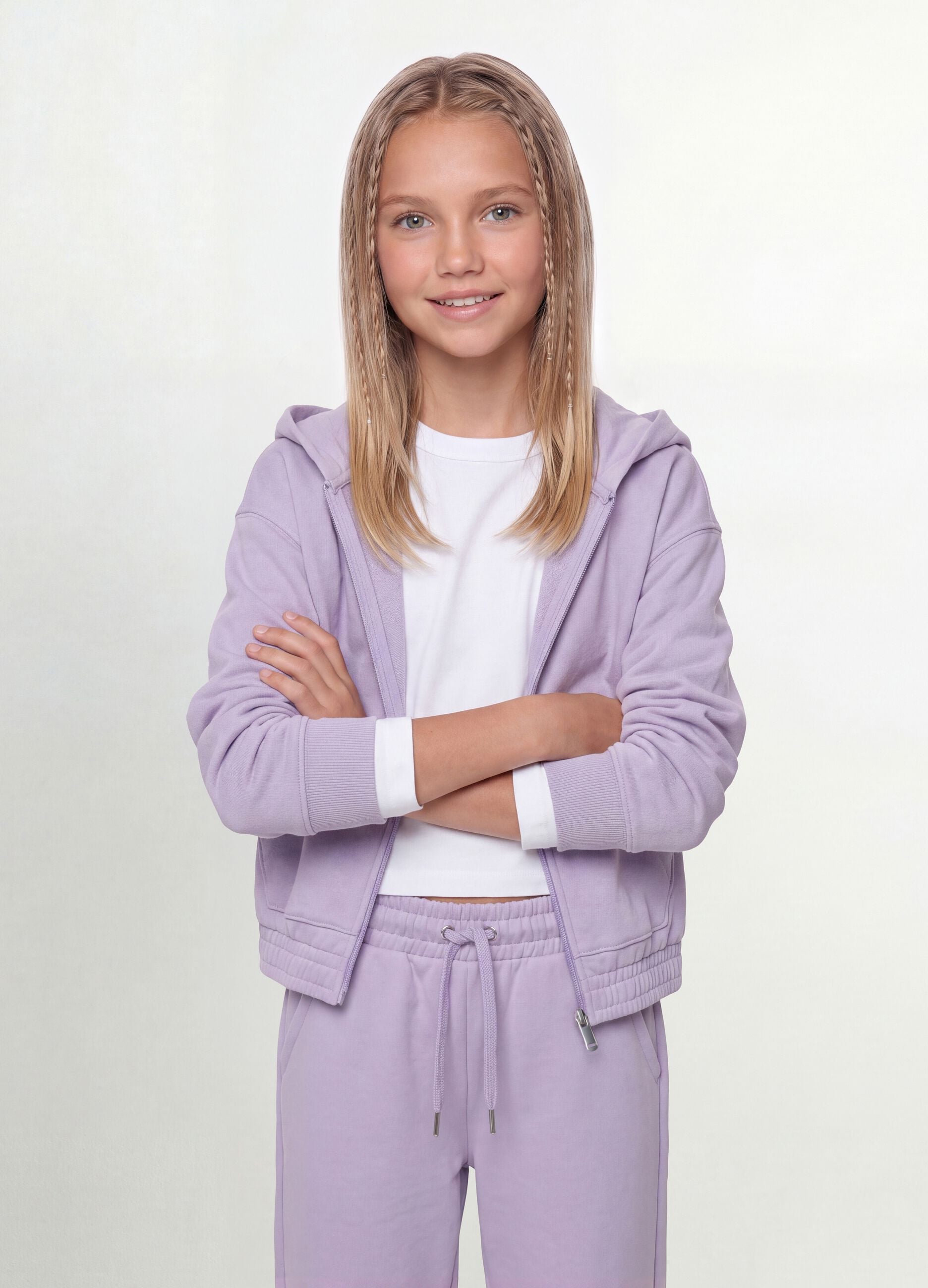 Purple organic cotton hooded sweatshirt