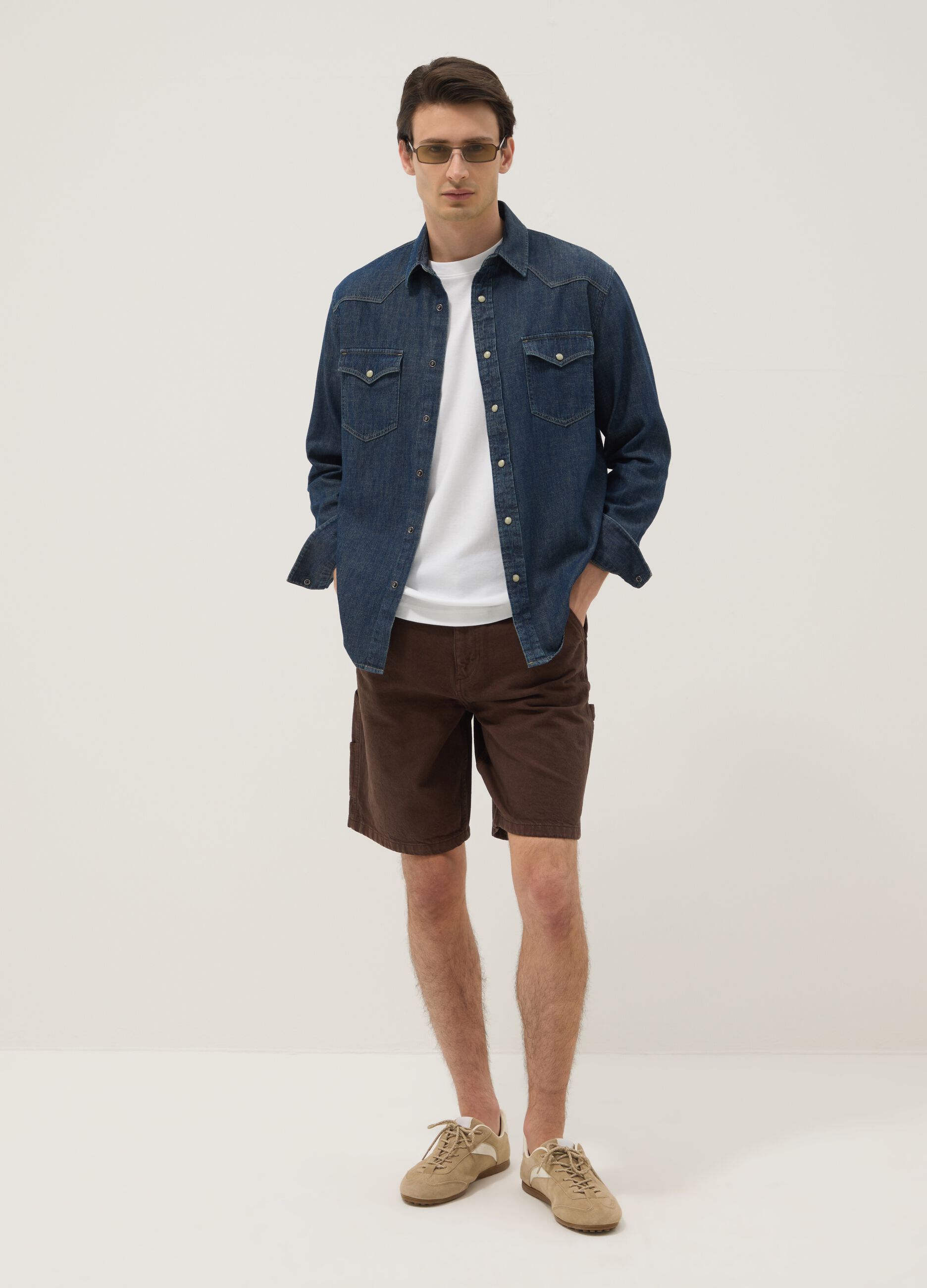 Brown pure cotton bermuda shorts