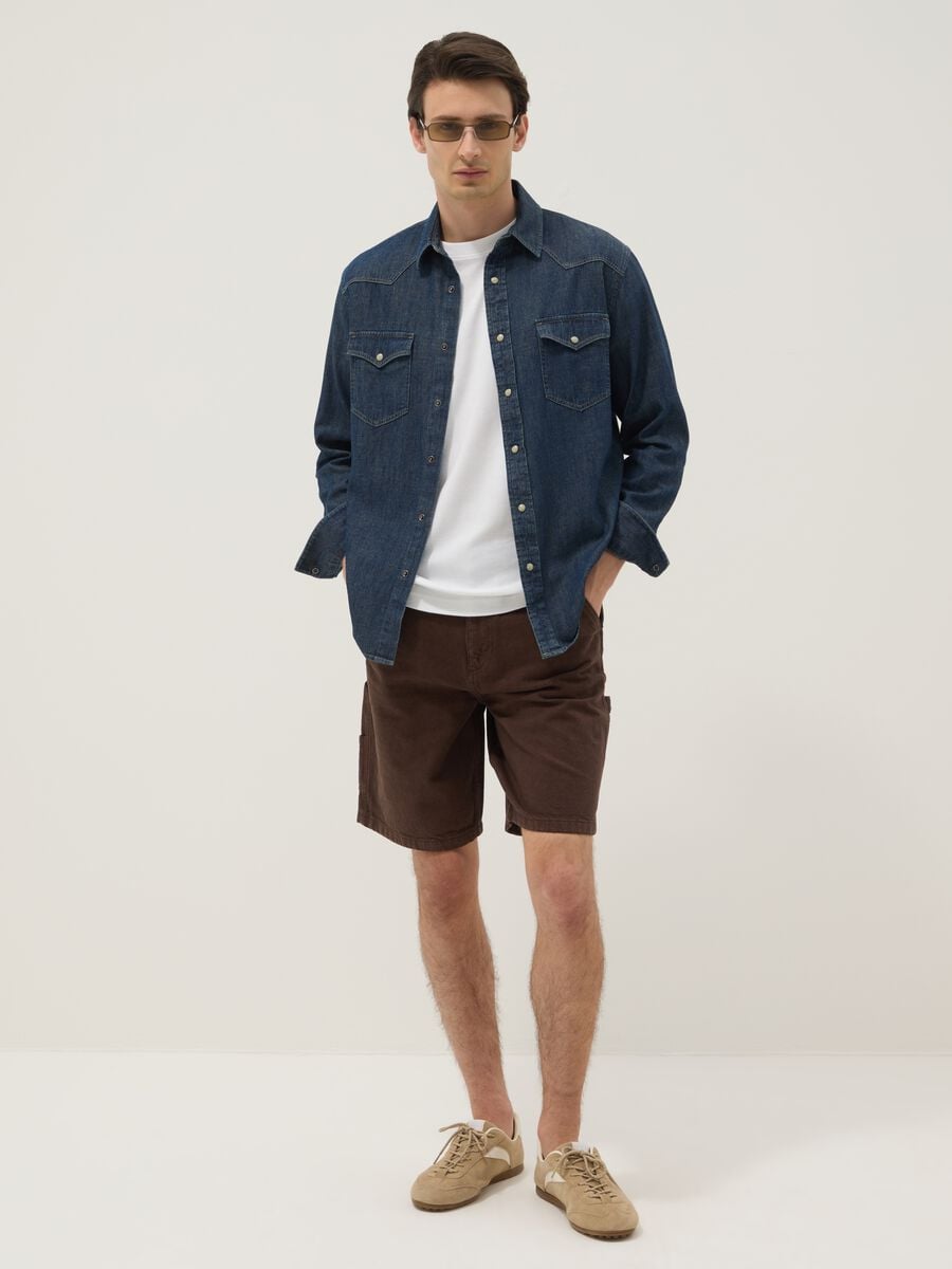 Brown pure cotton bermuda shorts_0