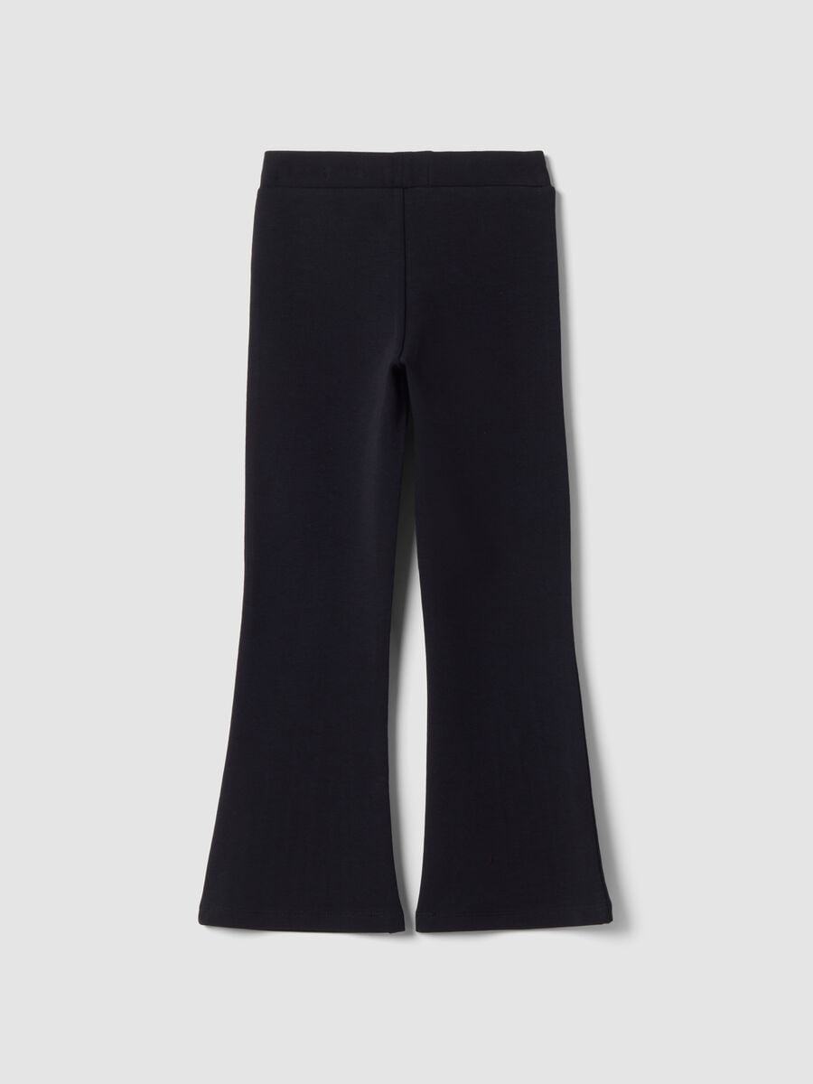 Leggings blu flare in cotone elasticizzato_1