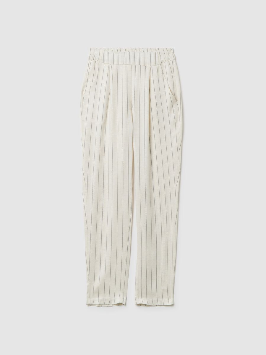 Pantaloni da donna in misto lyocell beige regular fit_0