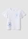 Girls&rsquo; white pure cotton T-shirt with ruffles and rhinestones_0