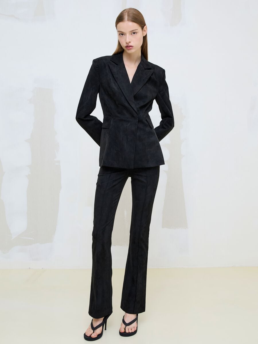 Faux Suede Formal Slim Pants_4