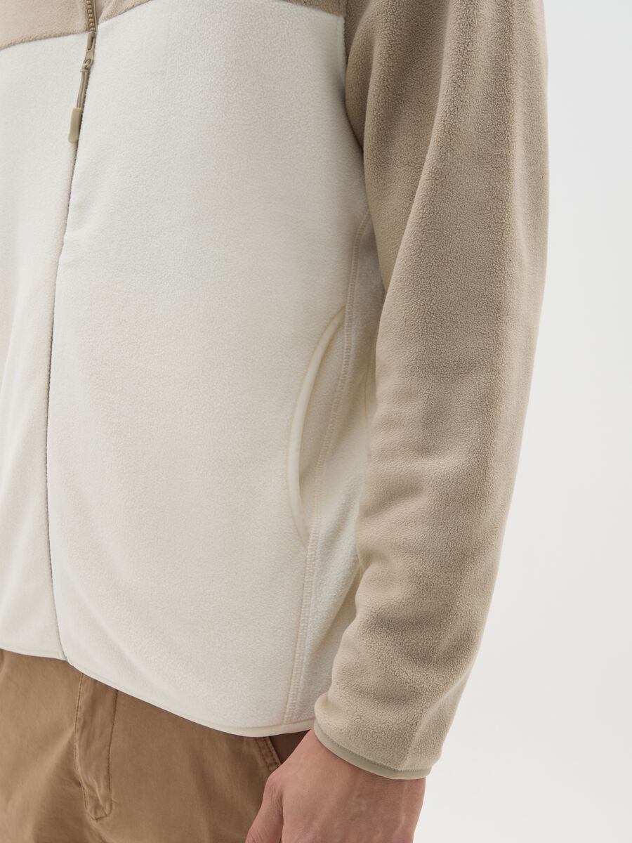 Multicolour regular fit fleece mix high-neck sweatshirt with zip_3