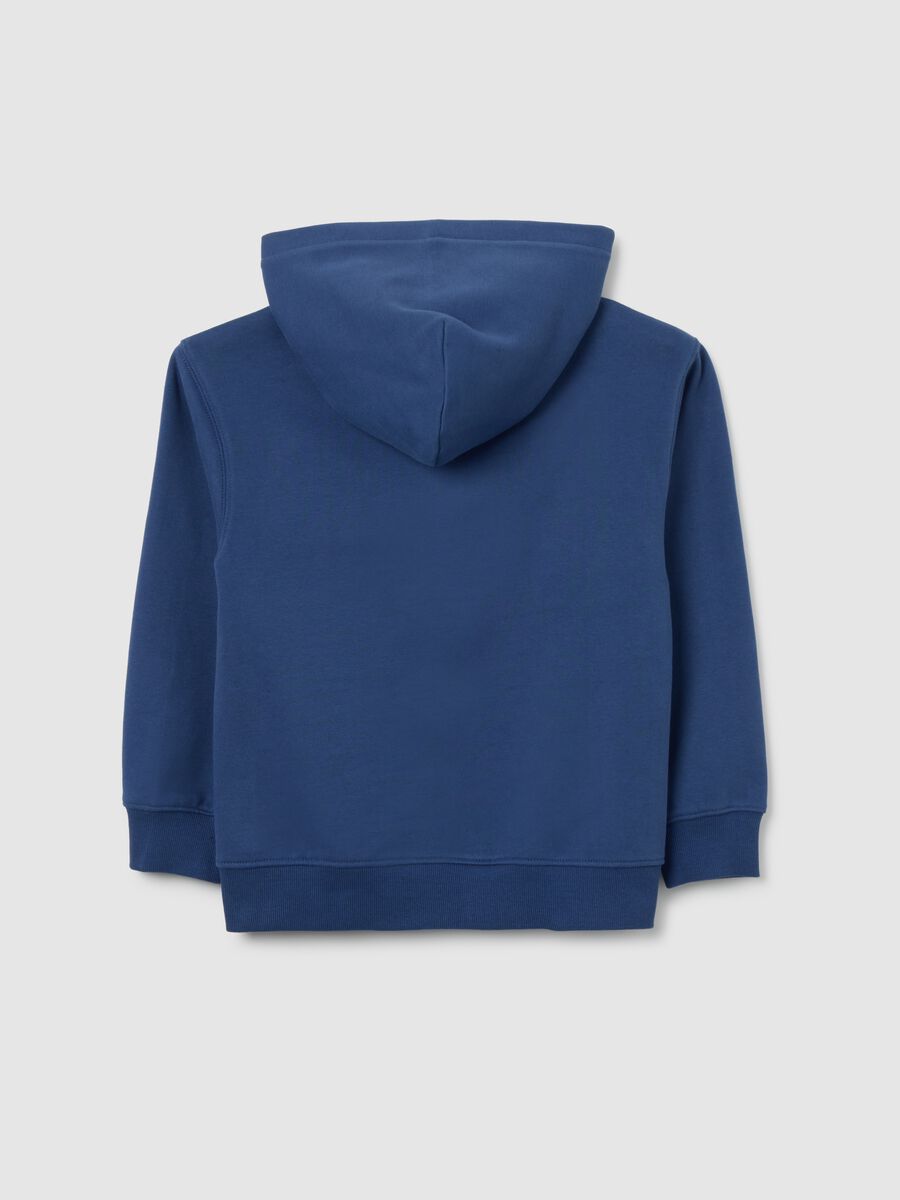 Kids' blue sweatshirt in pure cotton oversized fit with zip_1