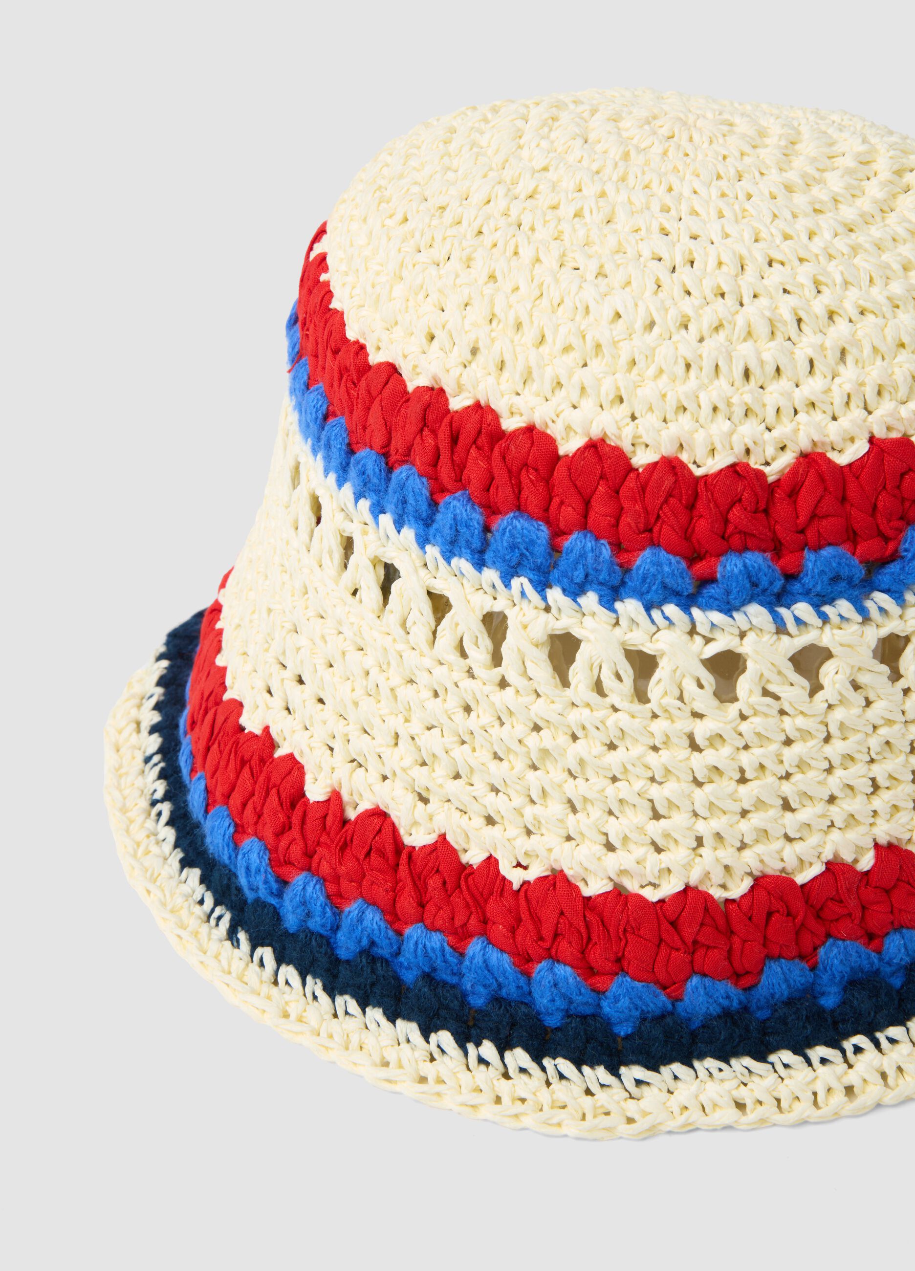 Multicoloured paper-and-cotton blend bucket hat