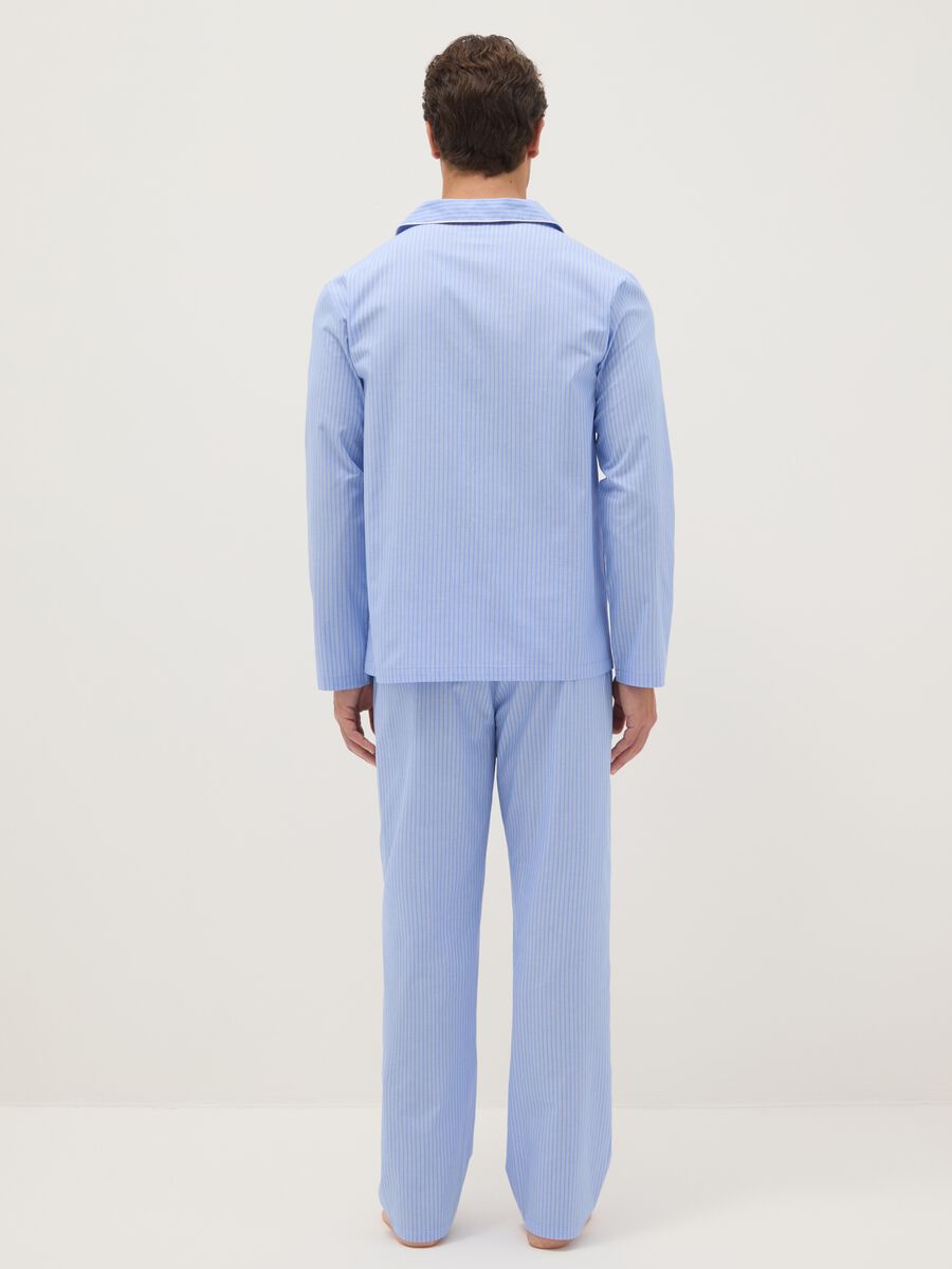 Blue striped pure cotton pyjamas with regular fit_2