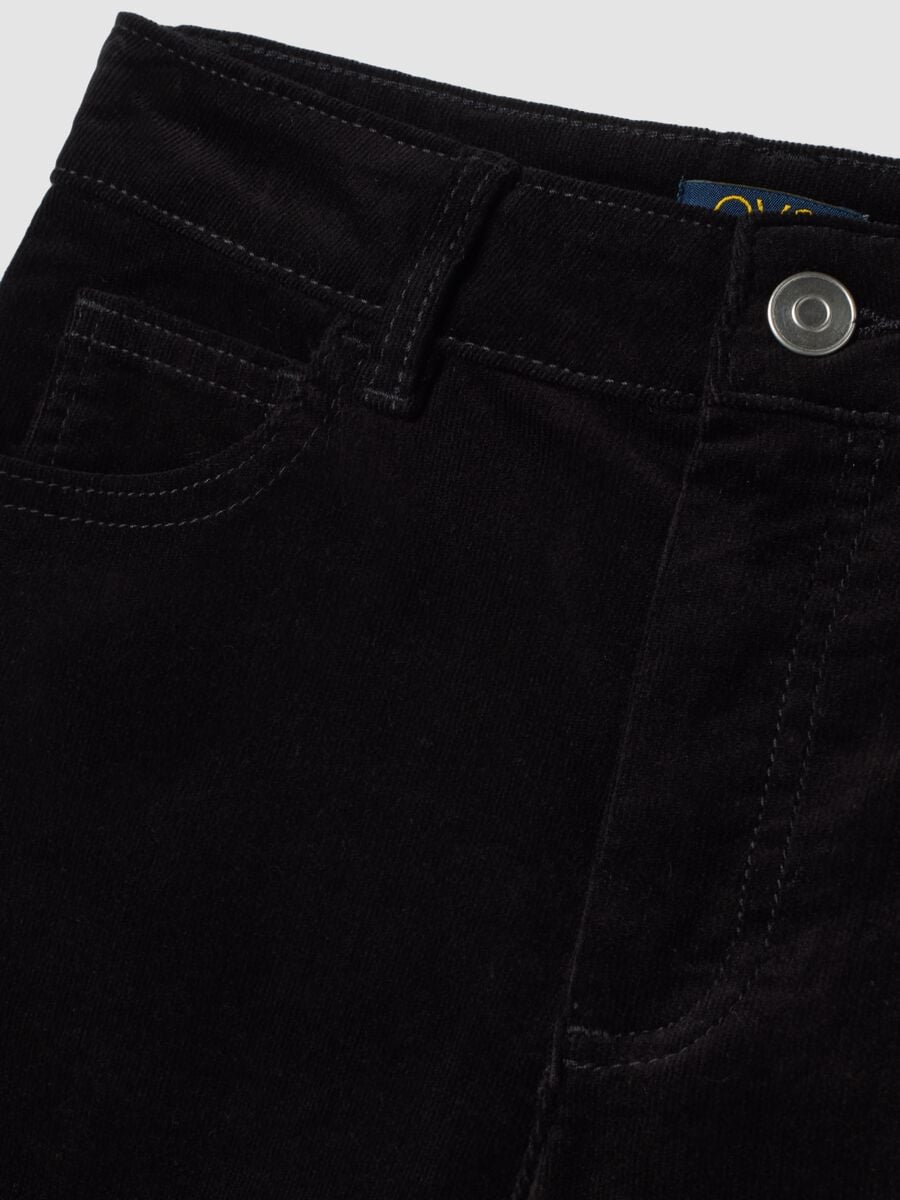 Black wide-leg stretch cotton trousers_1