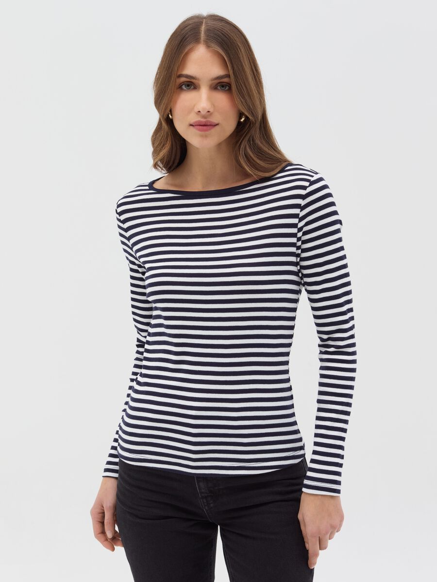 Long-sleeved striped T-shirt_0