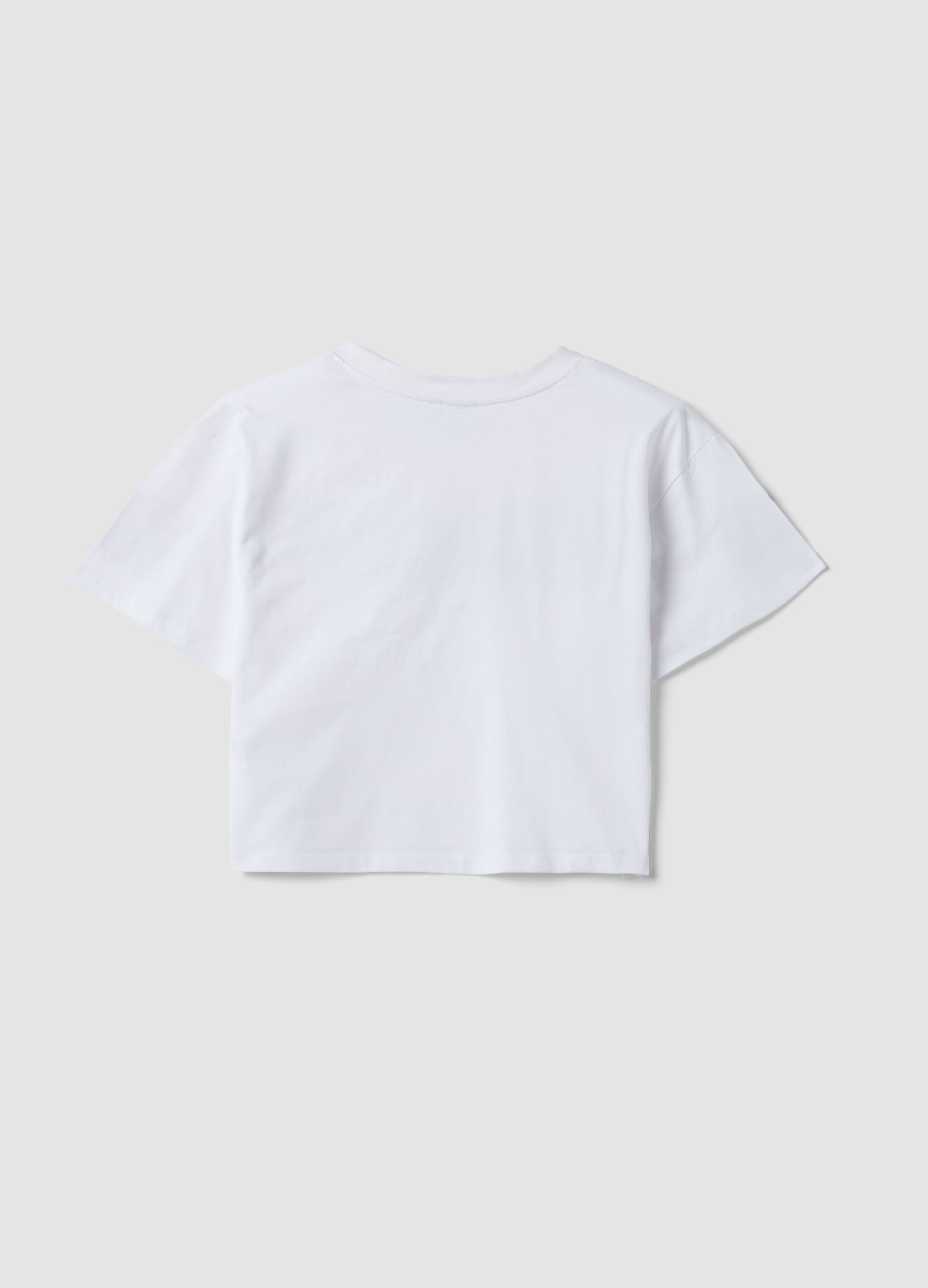 White pure cotton V-neck T-shirt