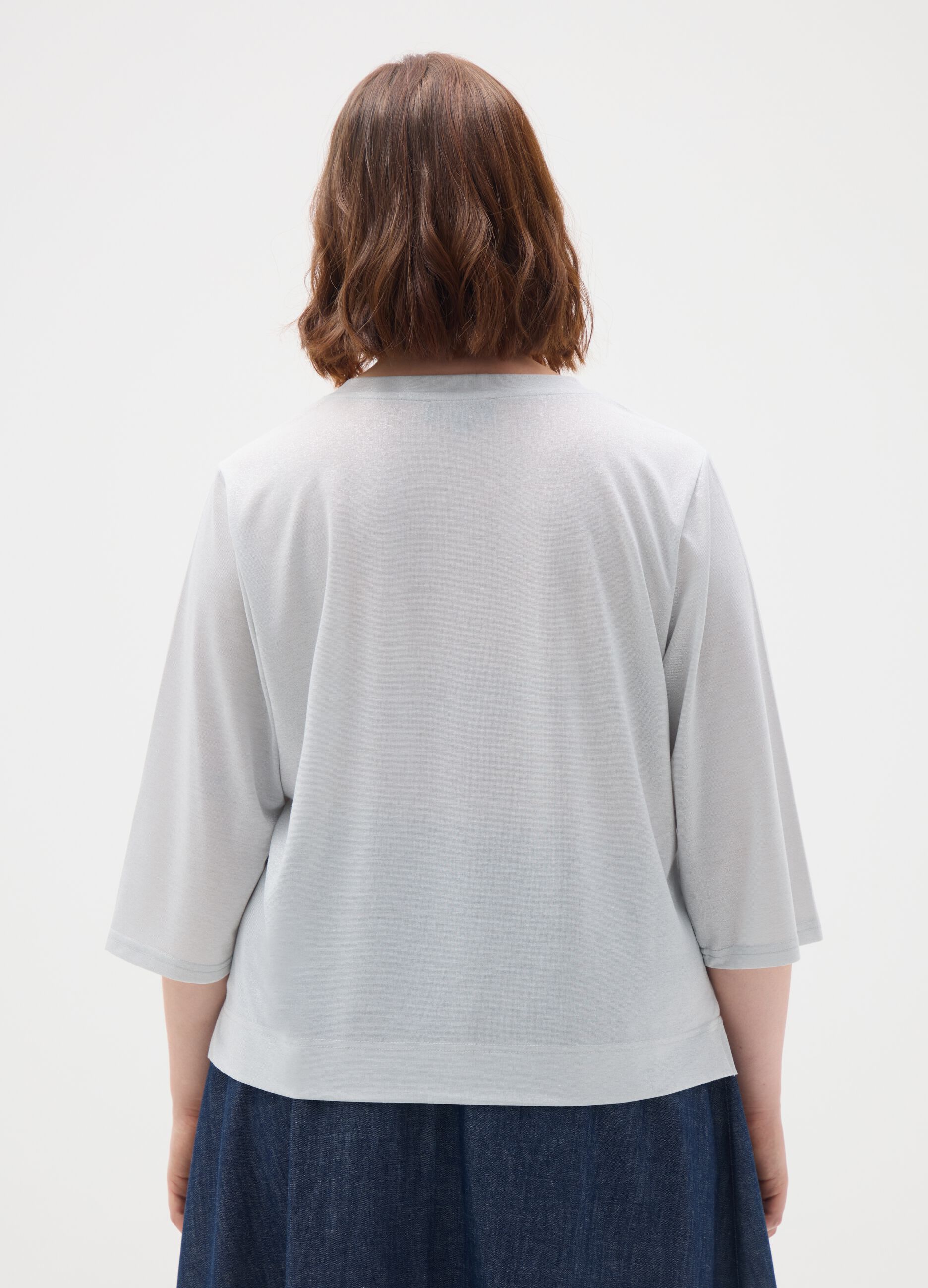 Grey stretch fabric regular fit t-shirt