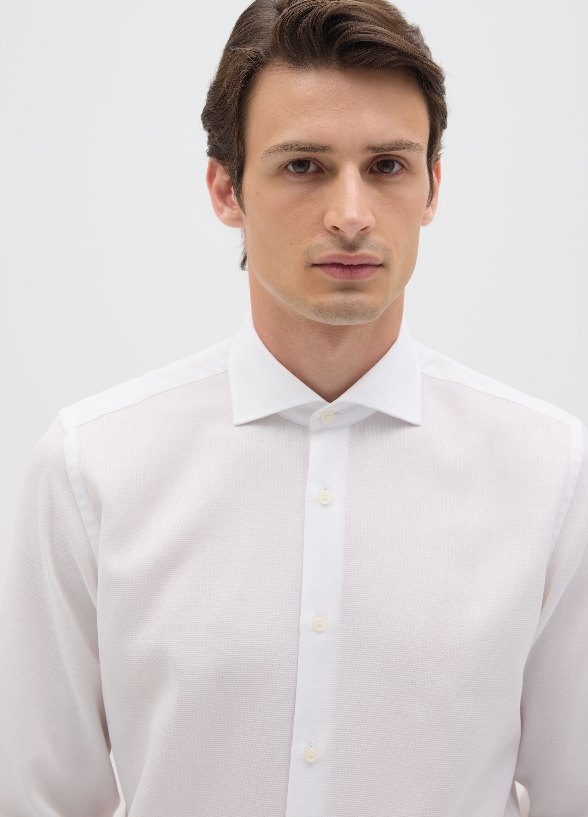 Camicia da uomo in puro cotone bianca slim fit