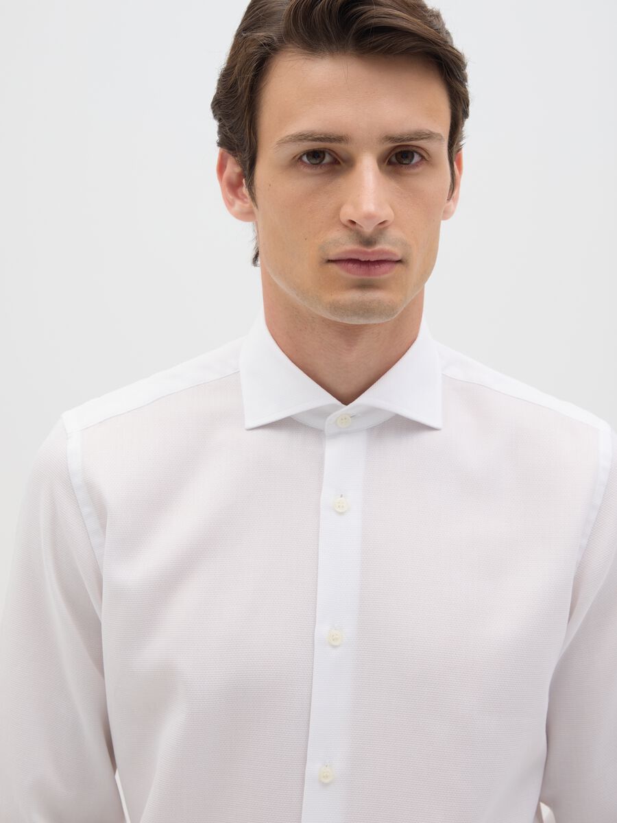 Men's pure cotton white slim fit shirt_1