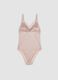 Pink stretch microfibre bodysuit with lace trim_2